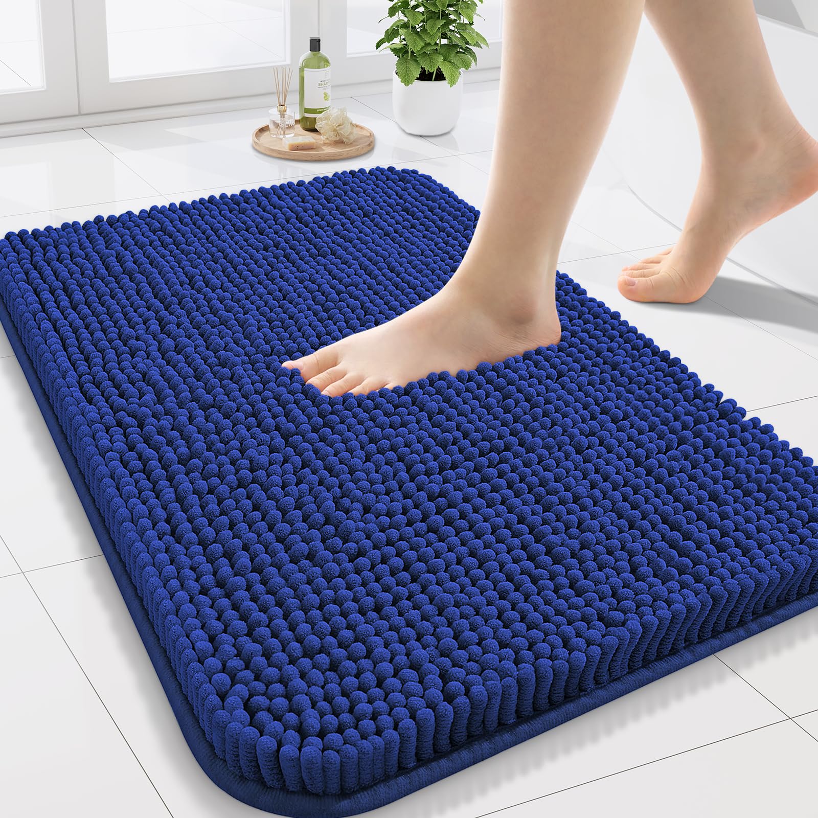 Arotive Bathroom Rugs 30x20, Extra Soft Absorbent Shaggy Chenille Bath Rugs, Machine Washable Rubber Backing Non-Slip Bath Mats for Bathroom Floor Tub and Shower, Home Decor Accessories, Grey