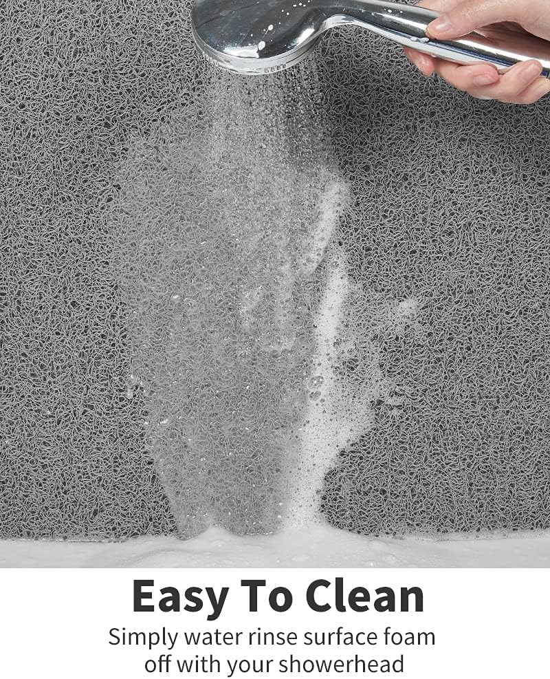 Non Slip Shower Mat, Comfortable Bath mat for Textured Surface,Quick Drying Easy Cleaning Shower Floor Mat for Wet Area,Without Suction Cups Grey 24 x 24