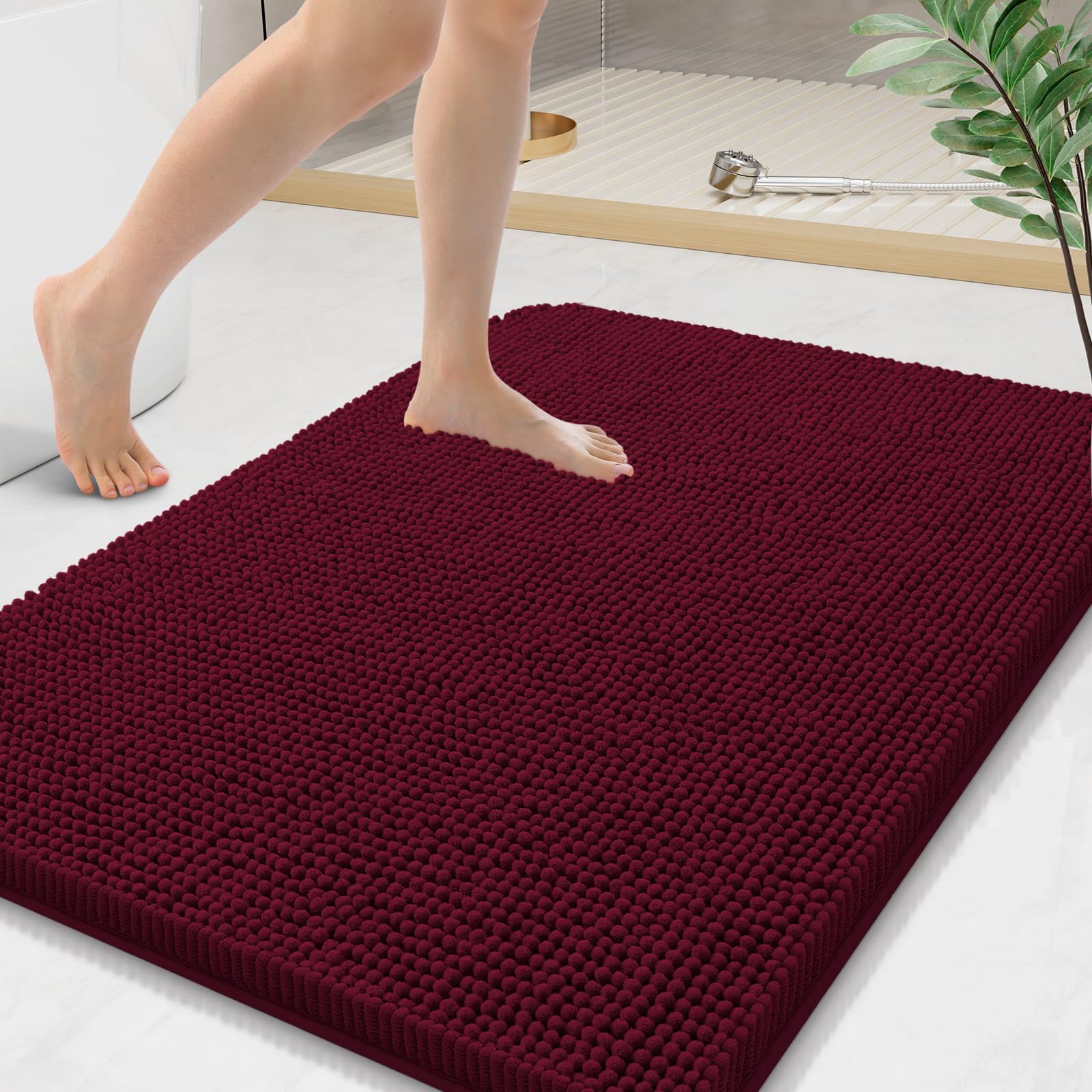 Arotive Bathroom Rugs 30x20, Extra Soft Absorbent Shaggy Chenille Bath Rugs, Machine Washable Rubber Backing Non-Slip Bath Mats for Bathroom Floor Tub and Shower, Home Decor Accessories, Grey