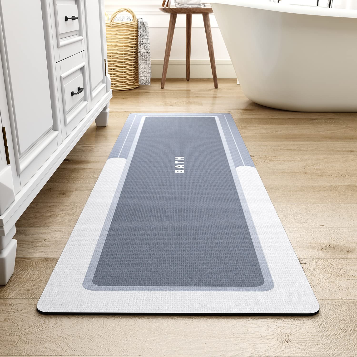 MontVoo-Bath Mat-Bathroom Mat Rug Non Slip Super Absorbent Stain Resistant Quick Dry Thin Bath Rug-Bath Mats for Bathroom Floor Bathtub Vanity-Bathmat Bath Rug Easy Care-17"x27" Grey
