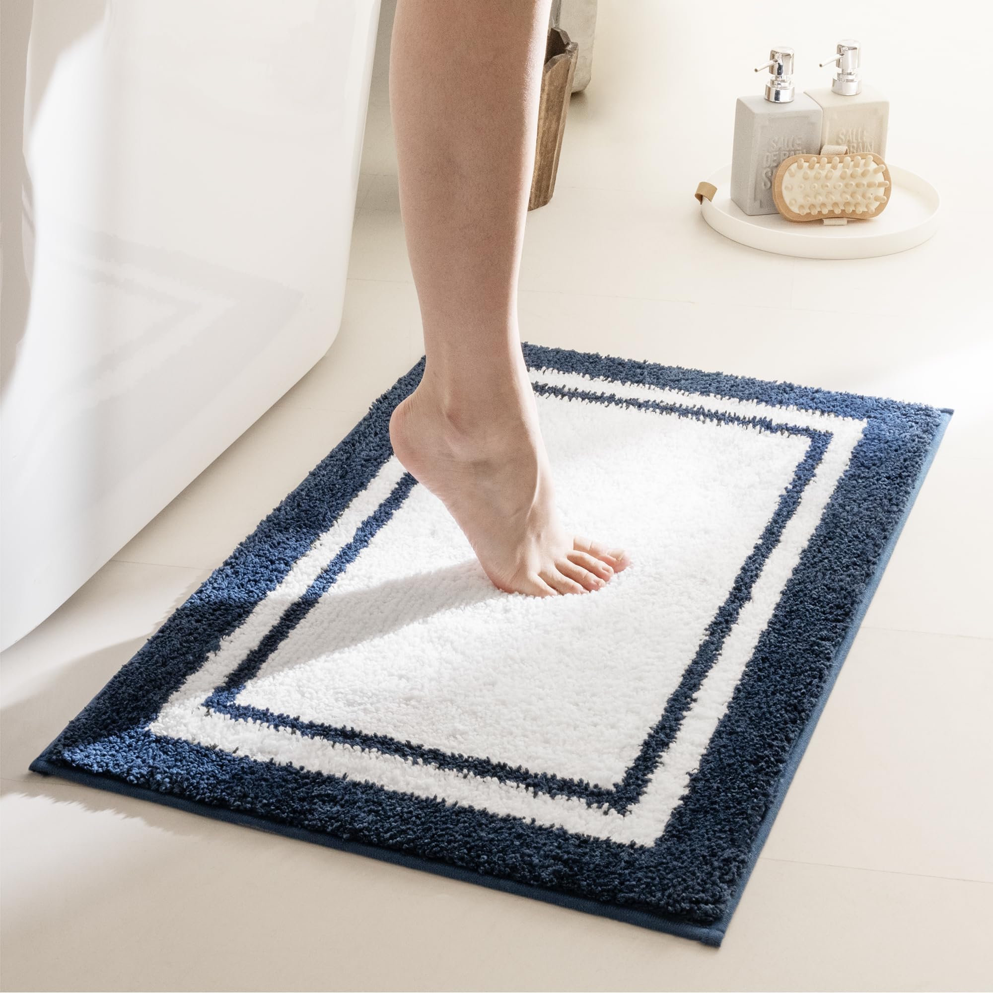 GRANNY SAYS Gray Bathroom Rugs, Bath Mats for Bathroom Non-Slip, Super Soft and Water Absorbent, Microfiber Bath Rugs, Machine Wash Dry, Bath Rugs for Floor, Tub and Shower, 16" x 24"