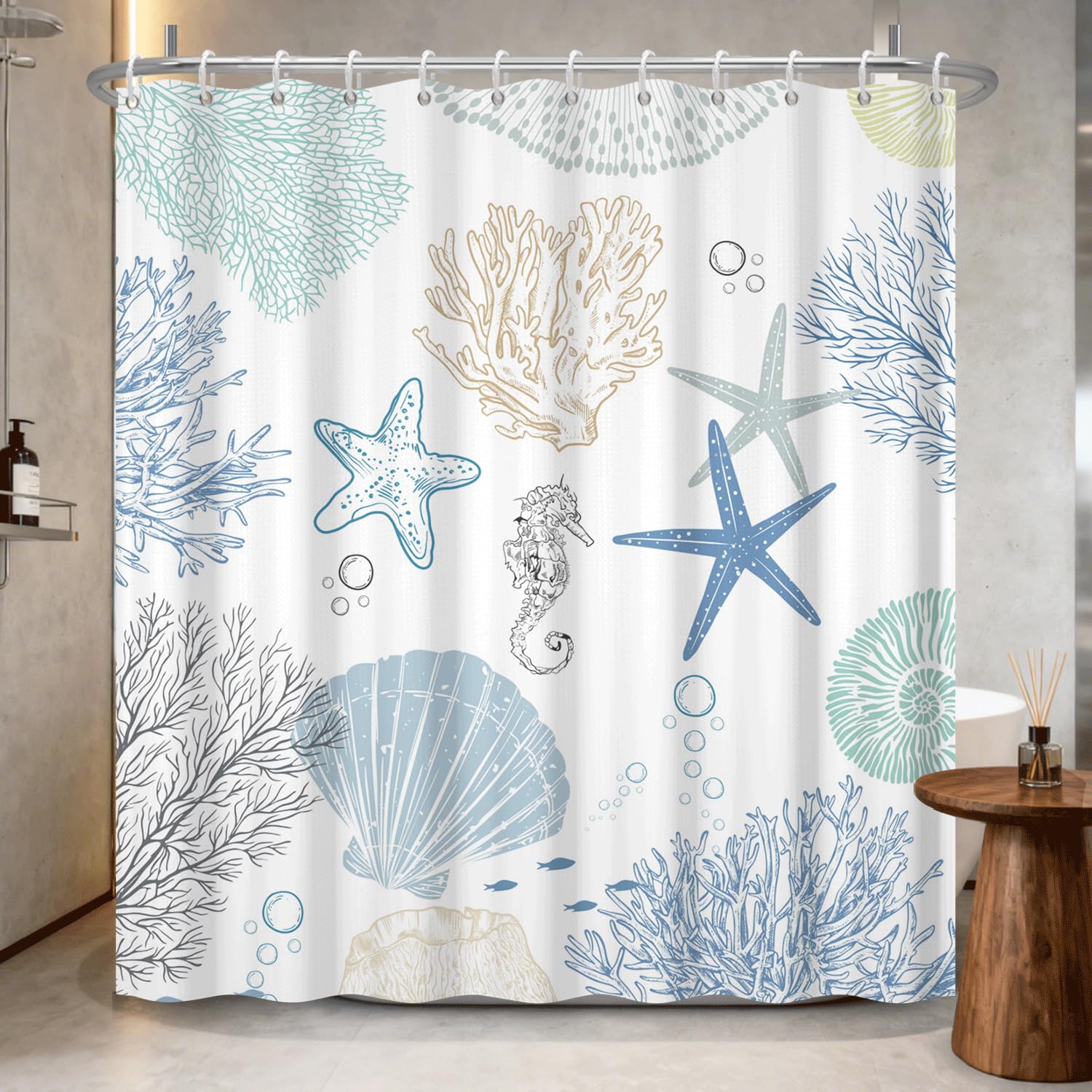 Birch Tree Shower Curtain 71x74 Inch – Woodland Forest Watercolor Landscape Print Waterproof Bathroom Curtain with Rust-Proof Hooks for Farmhouse Rustic Scandinavian Bath Decor
