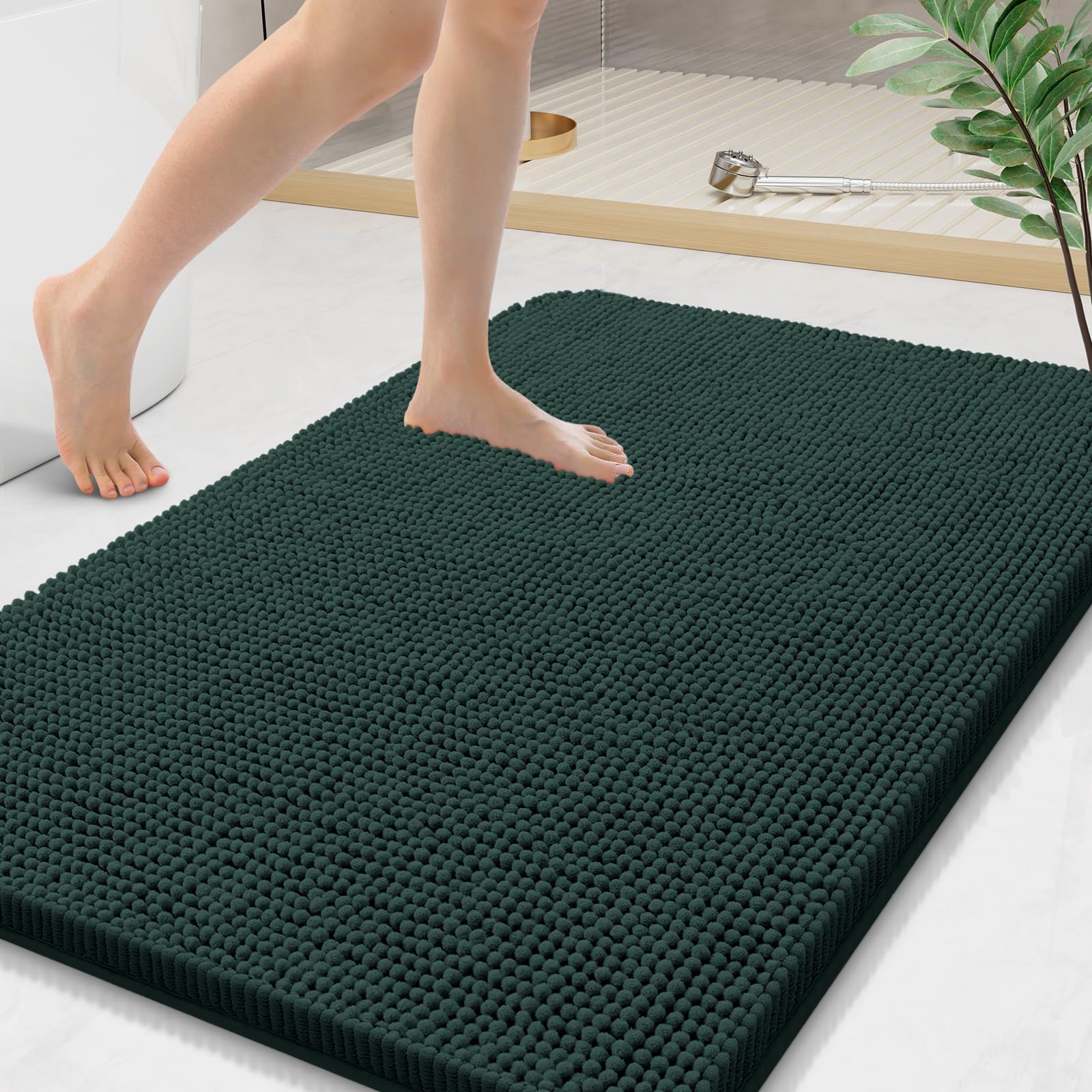 Arotive Bathroom Rugs 30x20, Extra Soft Absorbent Shaggy Chenille Bath Rugs, Machine Washable Rubber Backing Non-Slip Bath Mats for Bathroom Floor Tub and Shower, Home Decor Accessories, Grey