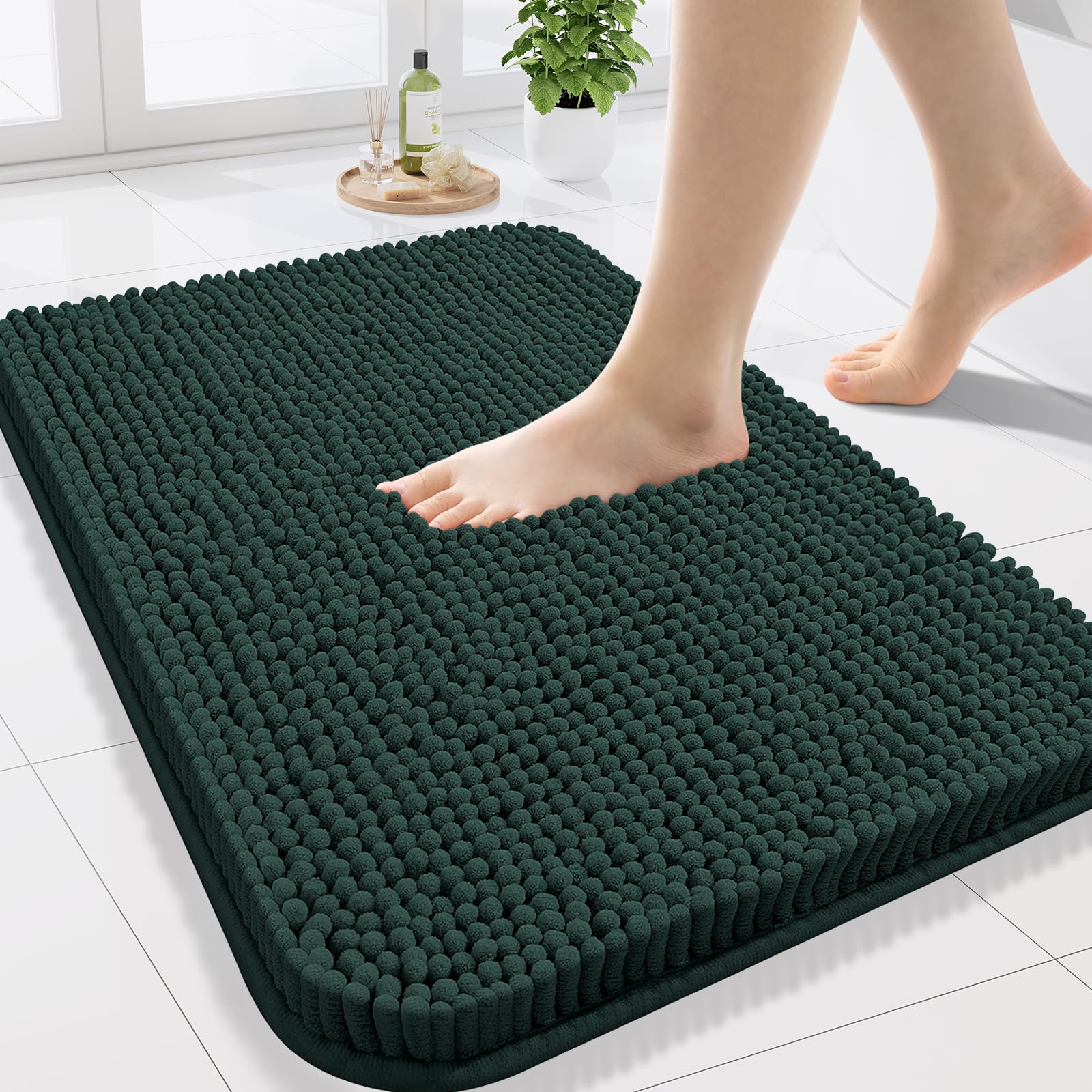 Arotive Bathroom Rugs 30x20, Extra Soft Absorbent Shaggy Chenille Bath Rugs, Machine Washable Rubber Backing Non-Slip Bath Mats for Bathroom Floor Tub and Shower, Home Decor Accessories, Grey
