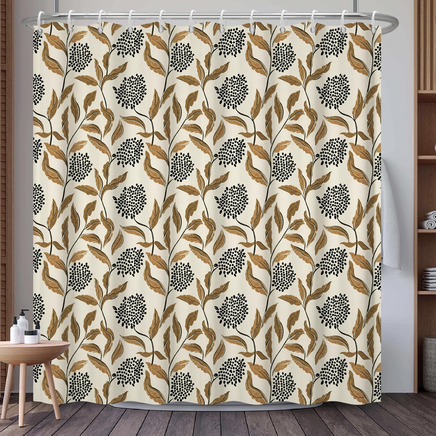 Mountain Landscape Shower Curtain with Hooks, Zen Inspired Design with Birds & Scenic Path, Waterproof Fabric Bath Curtain for Nature Lovers Bathroom Decor, 71x74 Inch