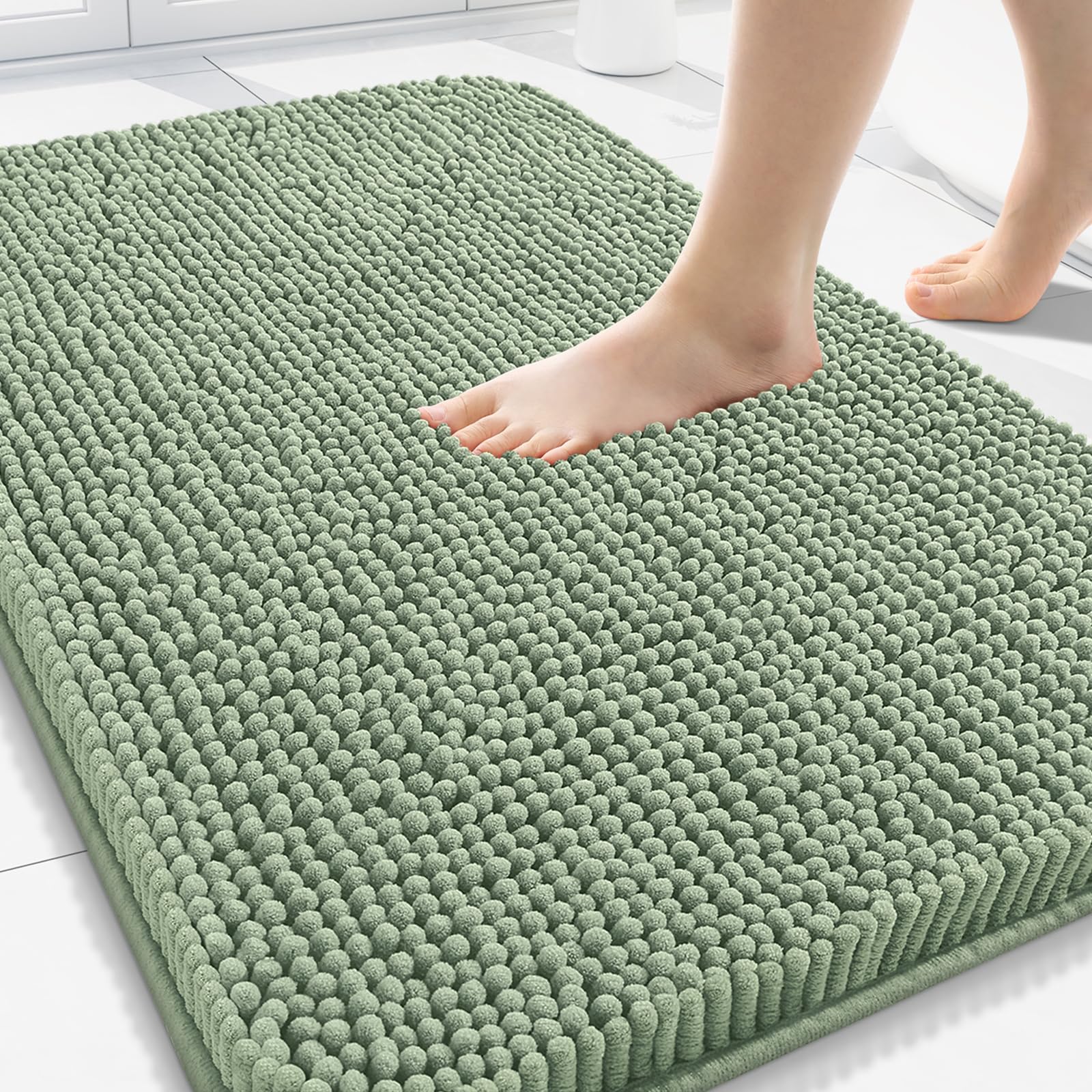 Arotive Bathroom Rugs 30x20, Extra Soft Absorbent Shaggy Chenille Bath Rugs, Machine Washable Rubber Backing Non-Slip Bath Mats for Bathroom Floor Tub and Shower, Home Decor Accessories, Grey