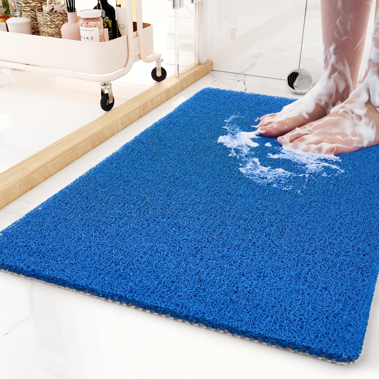 Non-Slip Bathtub Mat, 16x24 Inch, Shower Mats for Bath Tub, PVC Loofah Bathroom Mats for Wet Areas, Quick Drying Foot Scrubber Mat