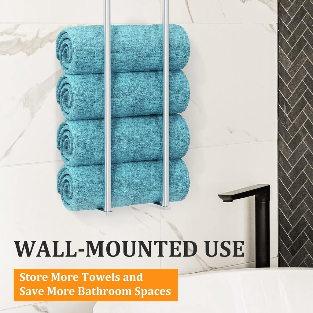 Bathroom Towel Storage Rack,28 Inch Stainless Steels Towel Racks for Bathroom, Wall Mounted Organizers and Storage Shelves for Bathroom,Brushed Silver