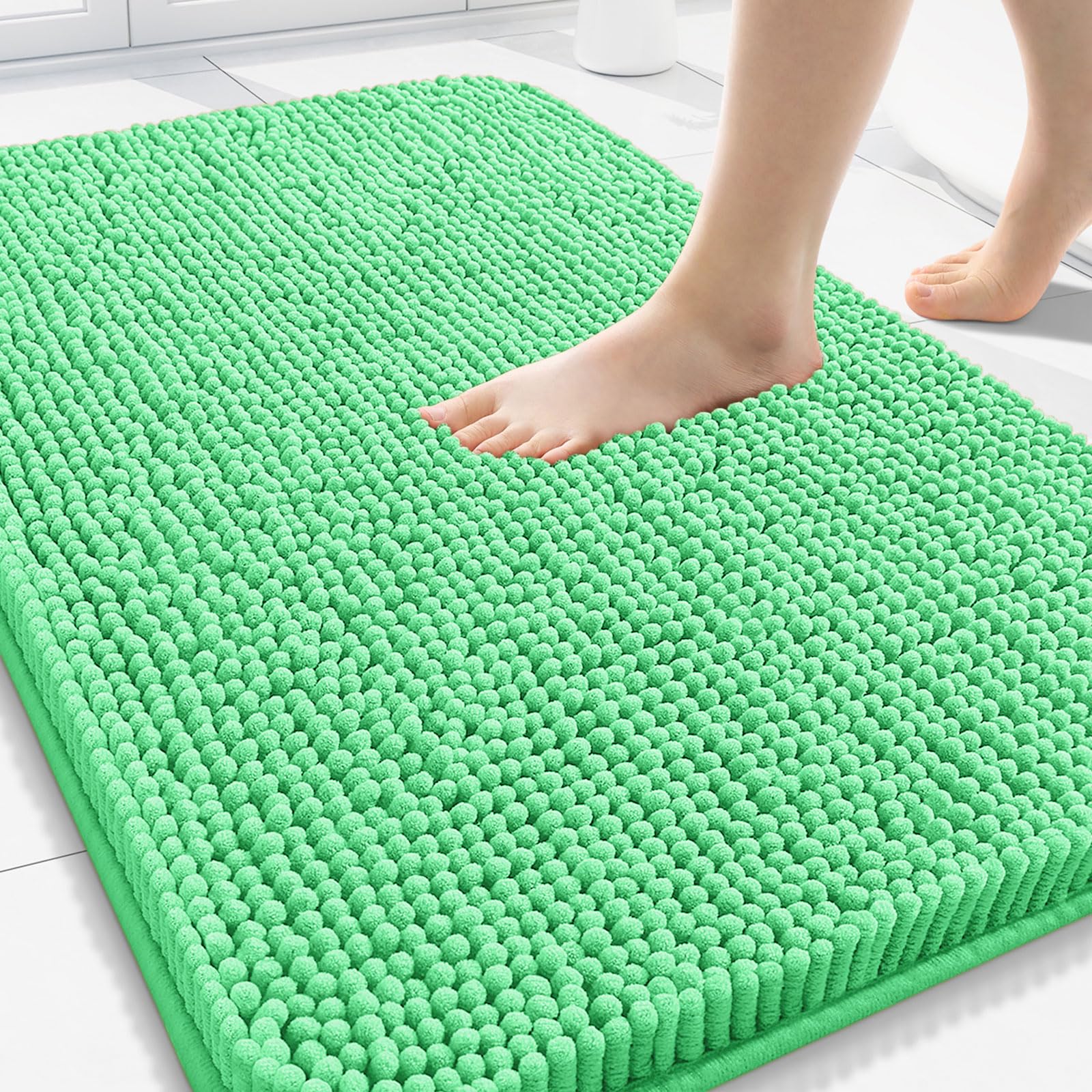 Arotive Bathroom Rugs 30x20, Extra Soft Absorbent Shaggy Chenille Bath Rugs, Machine Washable Rubber Backing Non-Slip Bath Mats for Bathroom Floor Tub and Shower, Home Decor Accessories, Grey