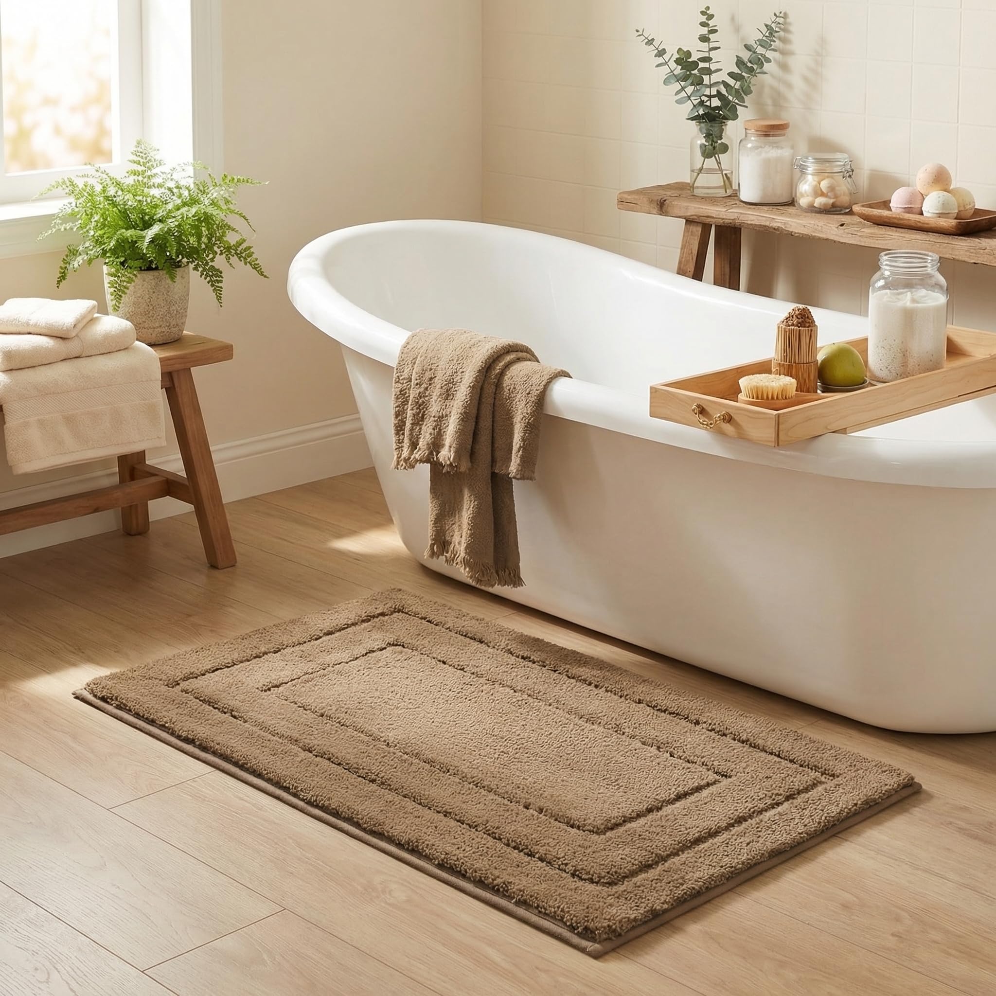 GRANNY SAYS Gray Bathroom Rugs, Bath Mats for Bathroom Non-Slip, Super Soft and Water Absorbent, Microfiber Bath Rugs, Machine Wash Dry, Bath Rugs for Floor, Tub and Shower, 16" x 24"