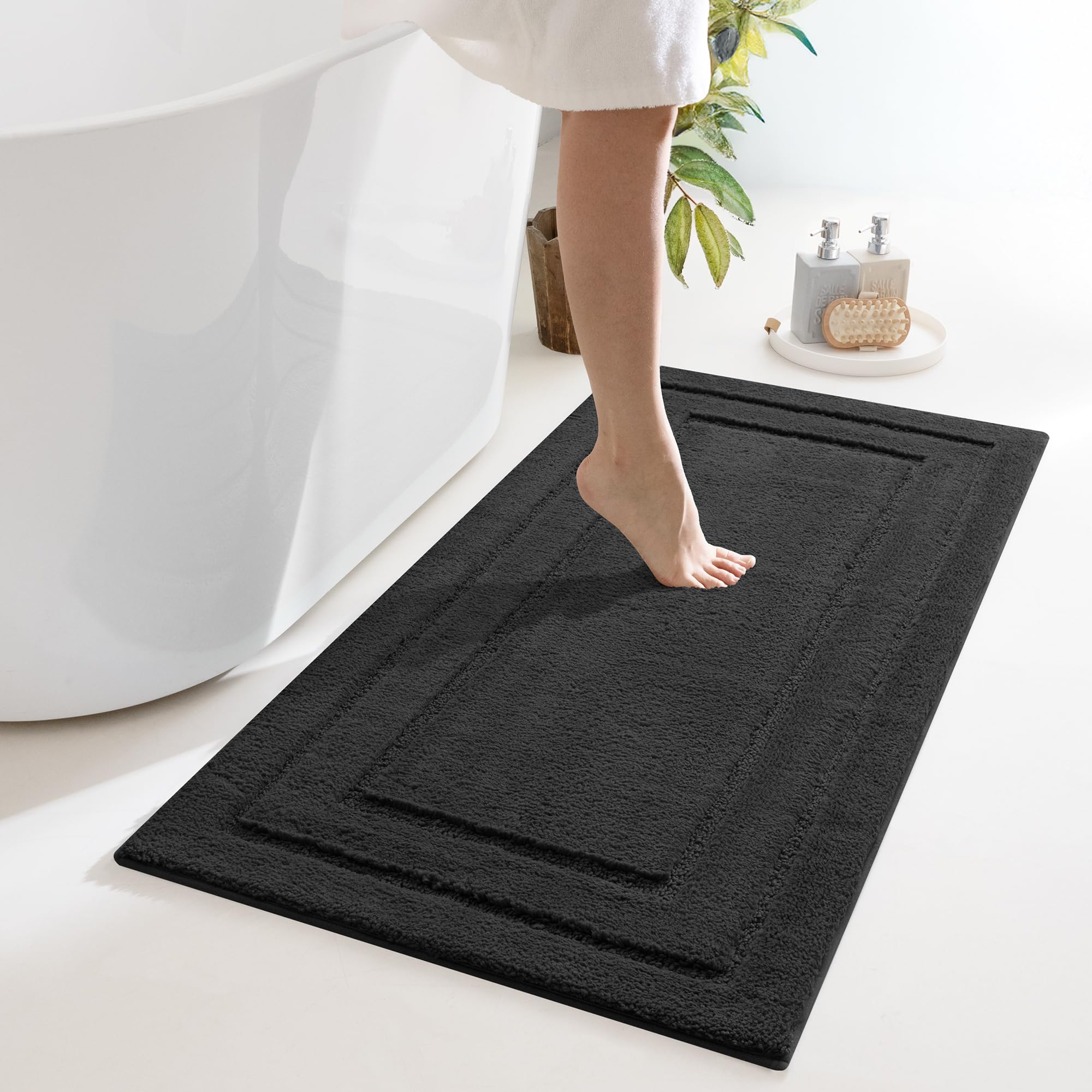 GRANNY SAYS Gray Bathroom Rugs, Bath Mats for Bathroom Non-Slip, Super Soft and Water Absorbent, Microfiber Bath Rugs, Machine Wash Dry, Bath Rugs for Floor, Tub and Shower, 16" x 24"