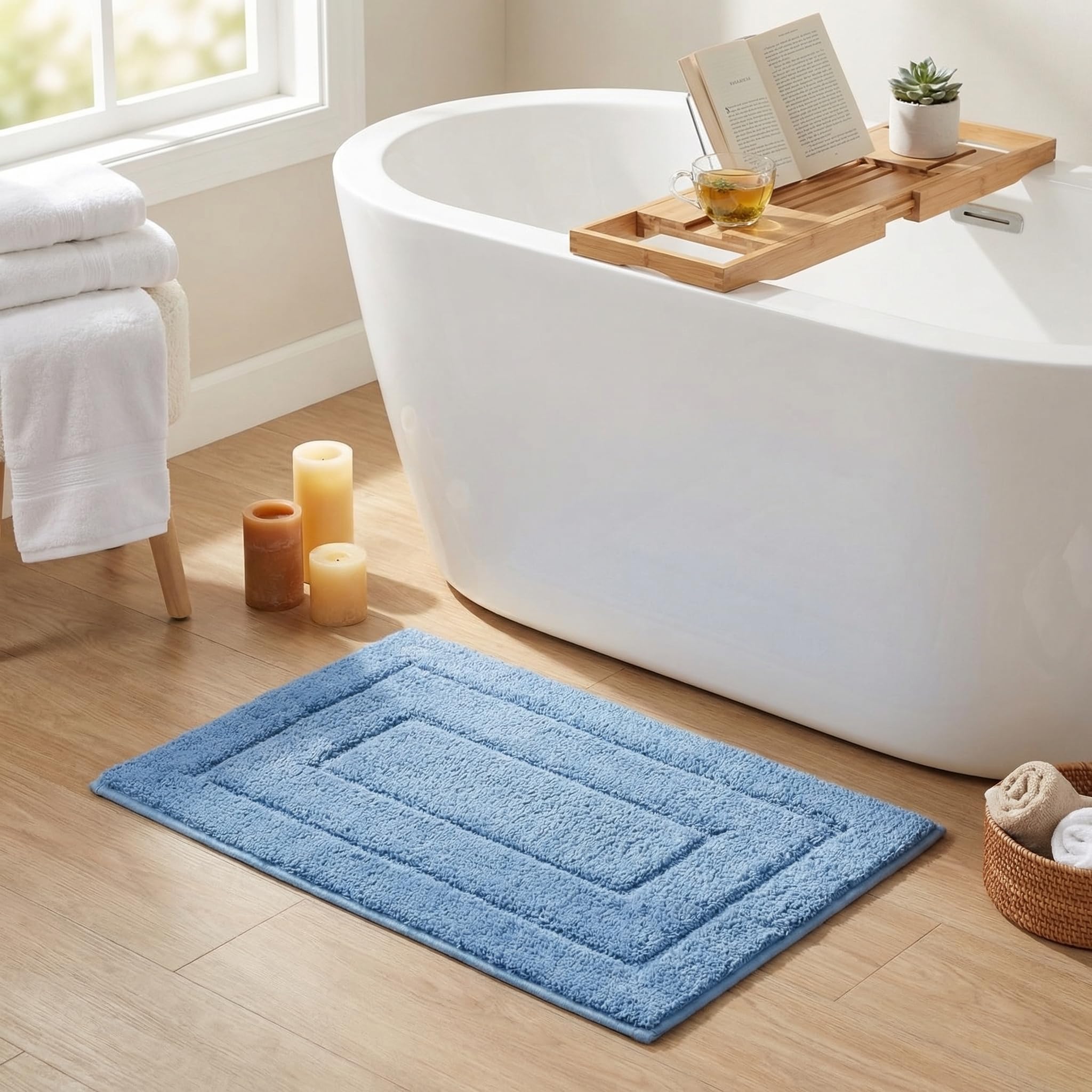 GRANNY SAYS Gray Bathroom Rugs, Bath Mats for Bathroom Non-Slip, Super Soft and Water Absorbent, Microfiber Bath Rugs, Machine Wash Dry, Bath Rugs for Floor, Tub and Shower, 16" x 24"