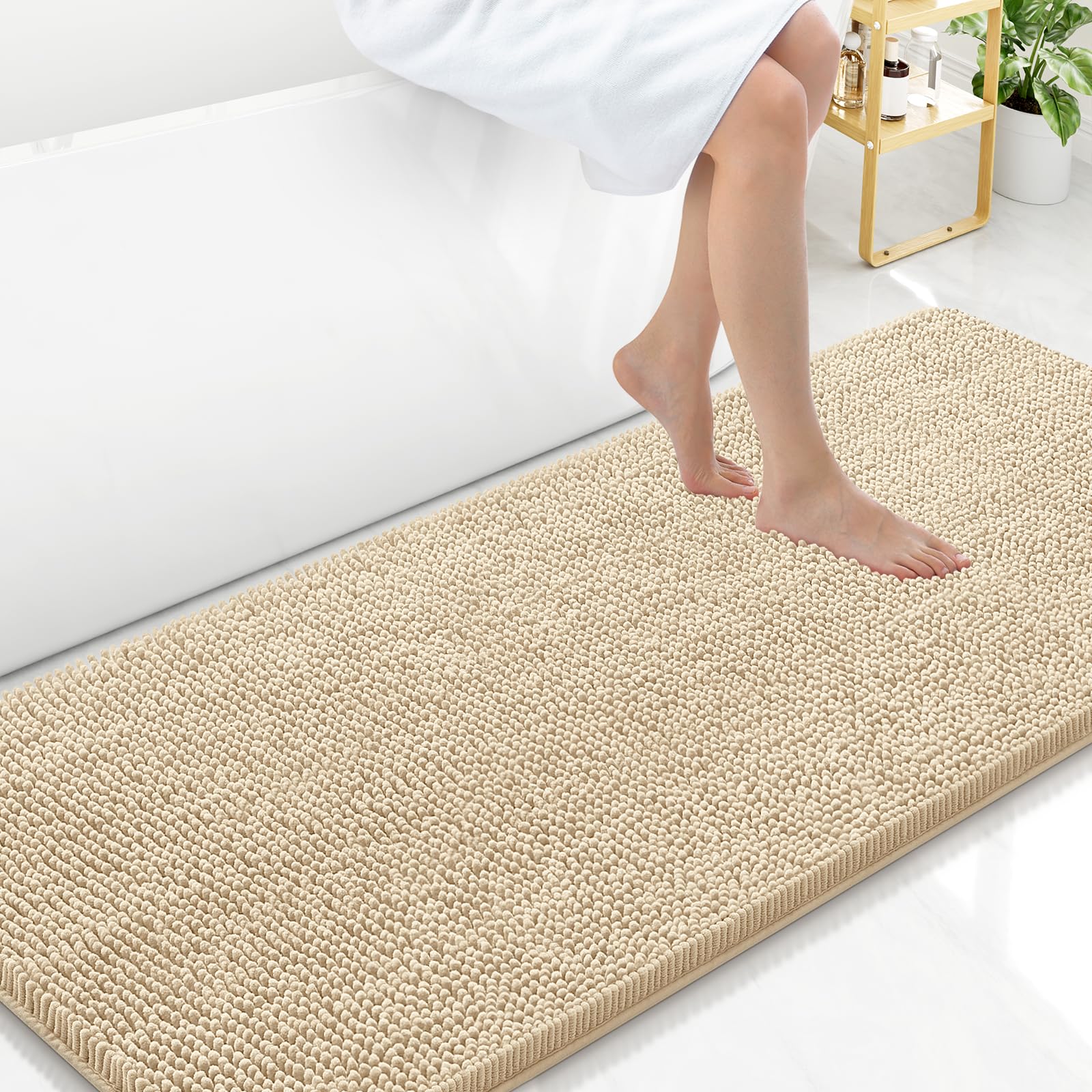 Arotive Bathroom Rugs 30x20, Extra Soft Absorbent Shaggy Chenille Bath Rugs, Machine Washable Rubber Backing Non-Slip Bath Mats for Bathroom Floor Tub and Shower, Home Decor Accessories, Grey