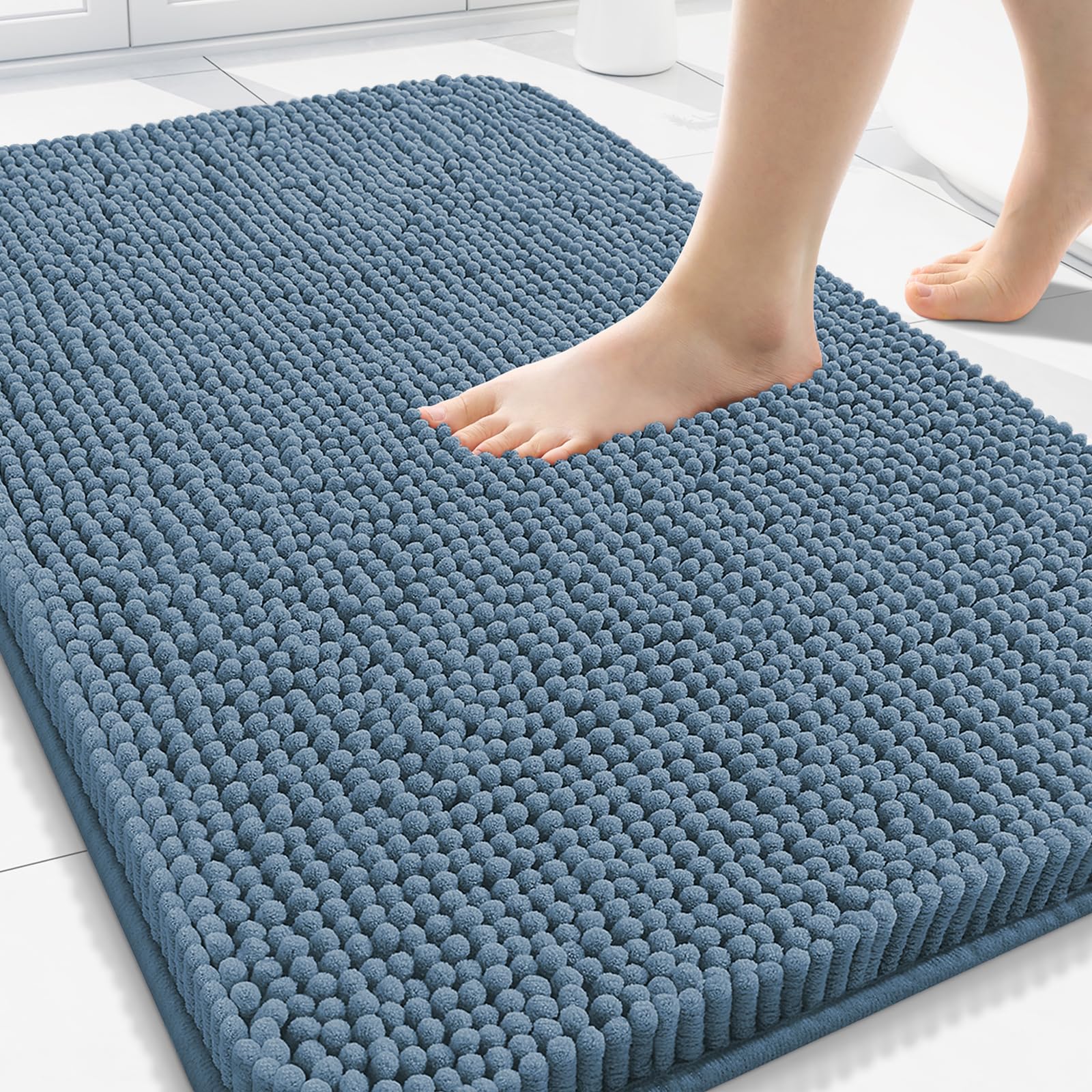 Arotive Bathroom Rugs 30x20, Extra Soft Absorbent Shaggy Chenille Bath Rugs, Machine Washable Rubber Backing Non-Slip Bath Mats for Bathroom Floor Tub and Shower, Home Decor Accessories, Grey