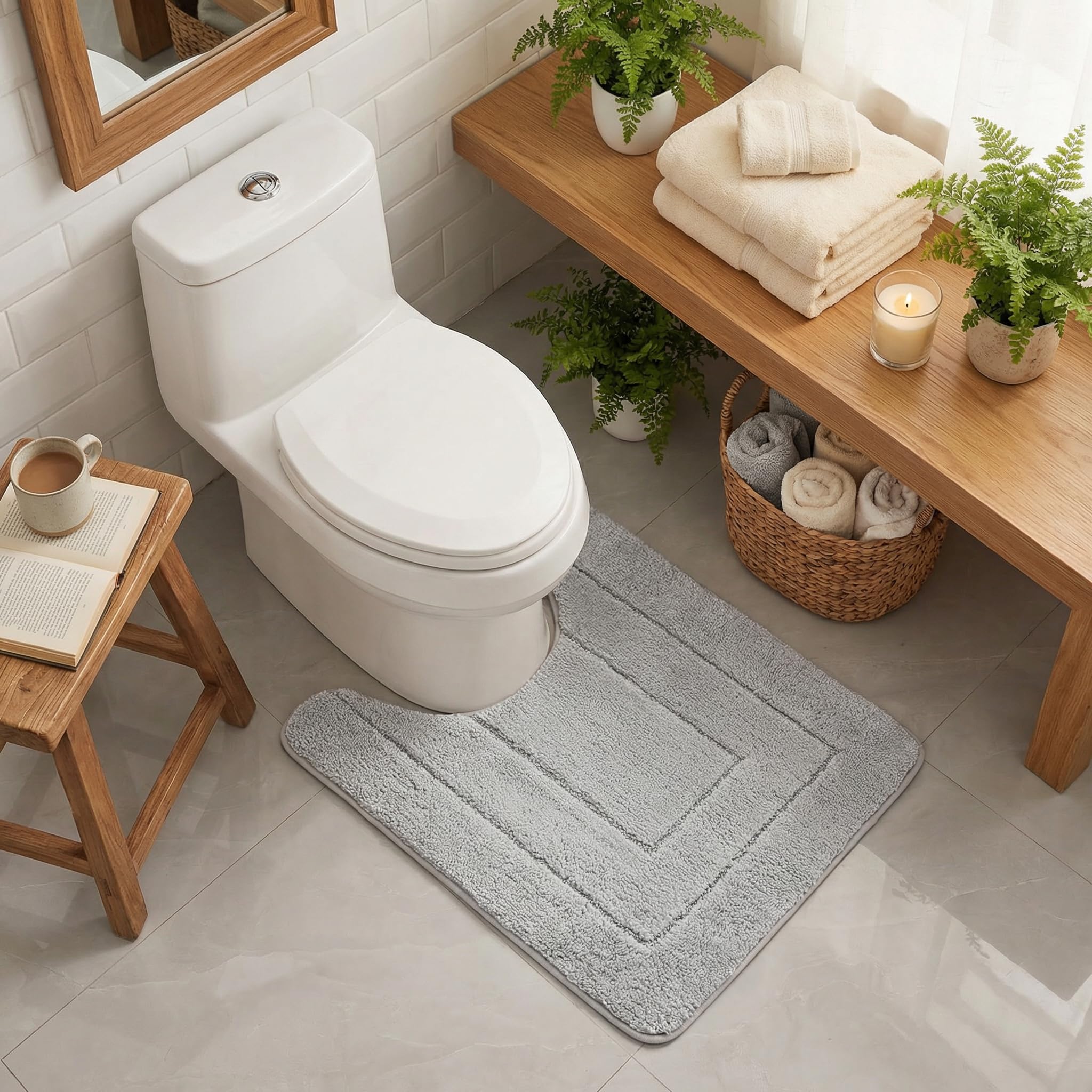 GRANNY SAYS Gray Bathroom Rugs, Bath Mats for Bathroom Non-Slip, Super Soft and Water Absorbent, Microfiber Bath Rugs, Machine Wash Dry, Bath Rugs for Floor, Tub and Shower, 16" x 24"