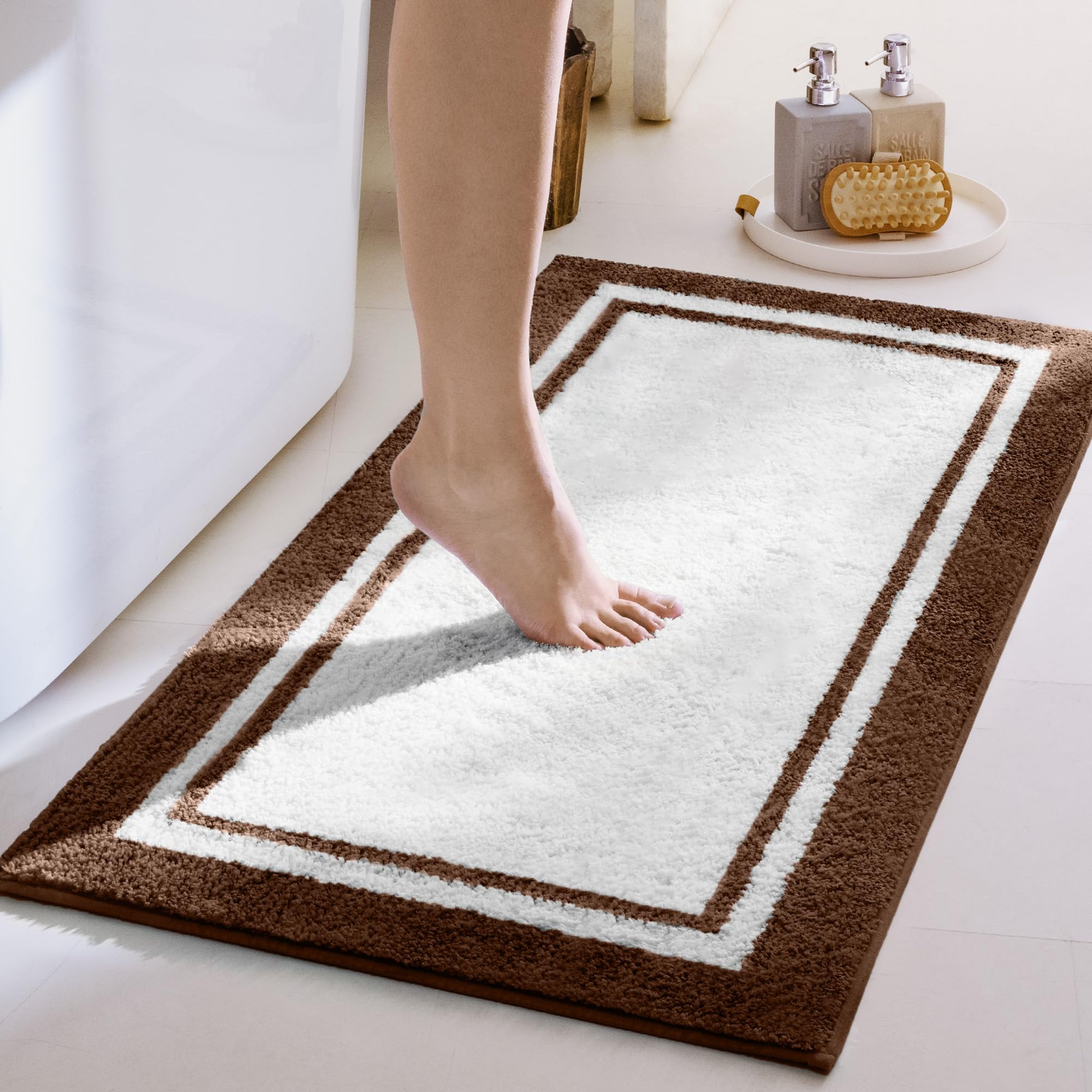 GRANNY SAYS Gray Bathroom Rugs, Bath Mats for Bathroom Non-Slip, Super Soft and Water Absorbent, Microfiber Bath Rugs, Machine Wash Dry, Bath Rugs for Floor, Tub and Shower, 16" x 24"