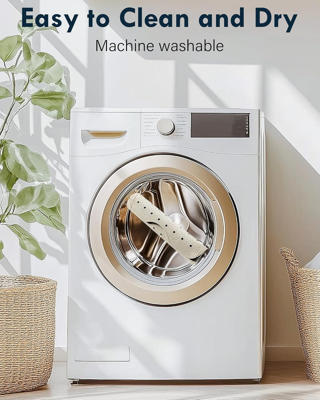 Bathtub Mat Non Slip with 2 Hooks, 40"x16" Extra Large Bath mat for Tub & Shower, Anti Slip, Machine Washable, Soft & Comfortable for Families, Sand