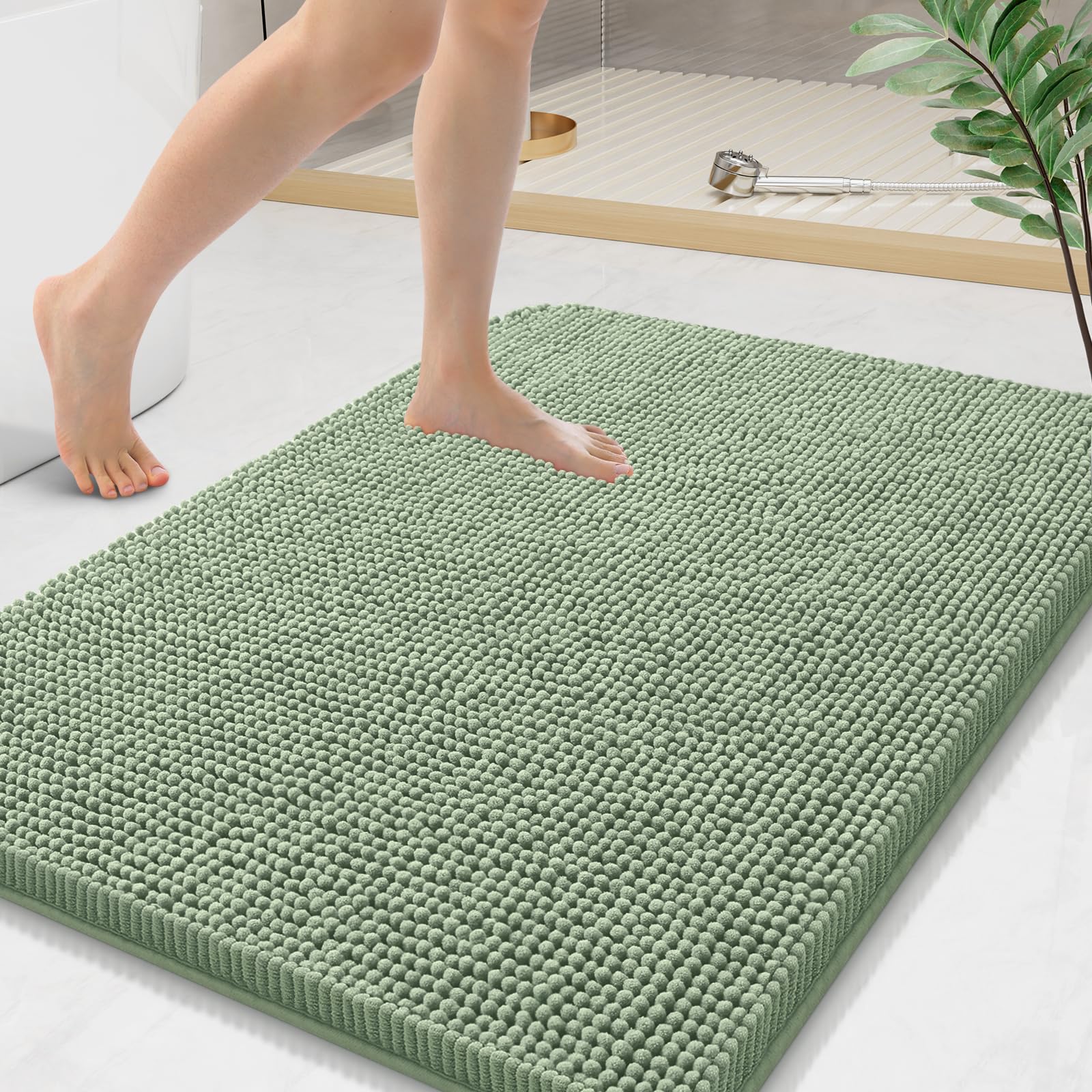 Arotive Bathroom Rugs 30x20, Extra Soft Absorbent Shaggy Chenille Bath Rugs, Machine Washable Rubber Backing Non-Slip Bath Mats for Bathroom Floor Tub and Shower, Home Decor Accessories, Grey