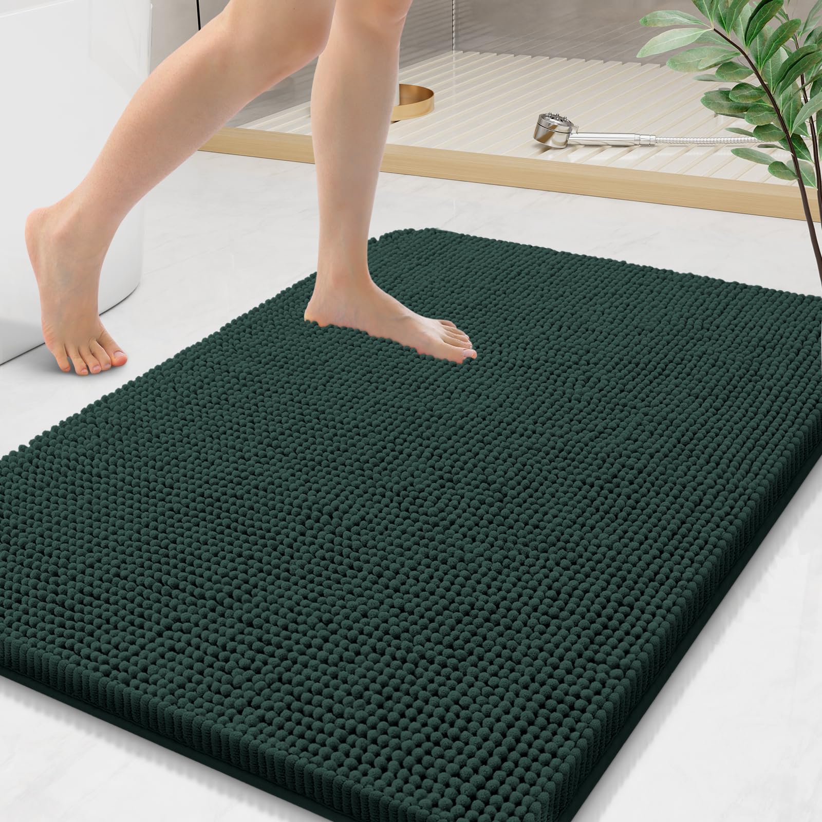 Arotive Bathroom Rugs 30x20, Extra Soft Absorbent Shaggy Chenille Bath Rugs, Machine Washable Rubber Backing Non-Slip Bath Mats for Bathroom Floor Tub and Shower, Home Decor Accessories, Grey