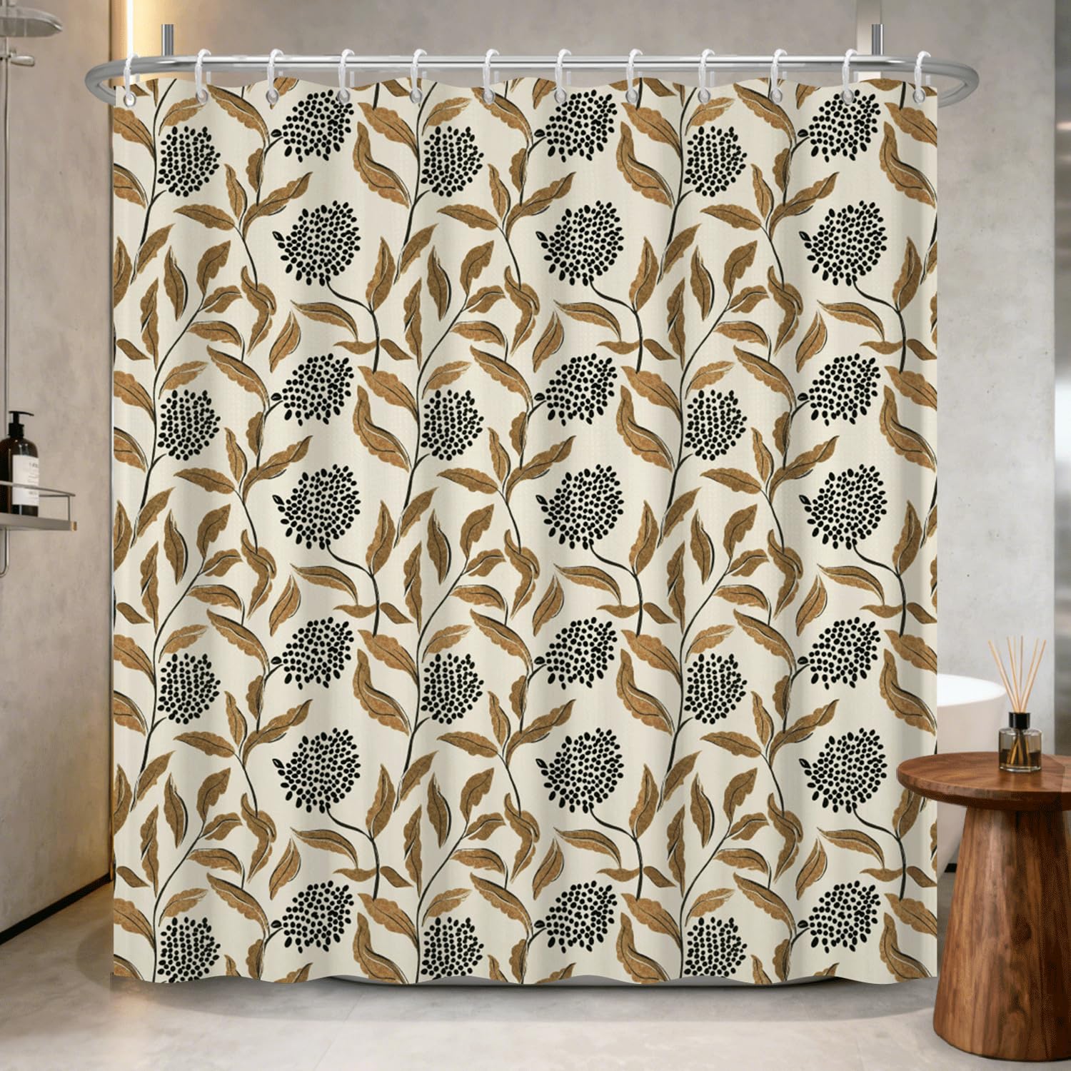 Birch Tree Shower Curtain 71x74 Inch – Woodland Forest Watercolor Landscape Print Waterproof Bathroom Curtain with Rust-Proof Hooks for Farmhouse Rustic Scandinavian Bath Decor