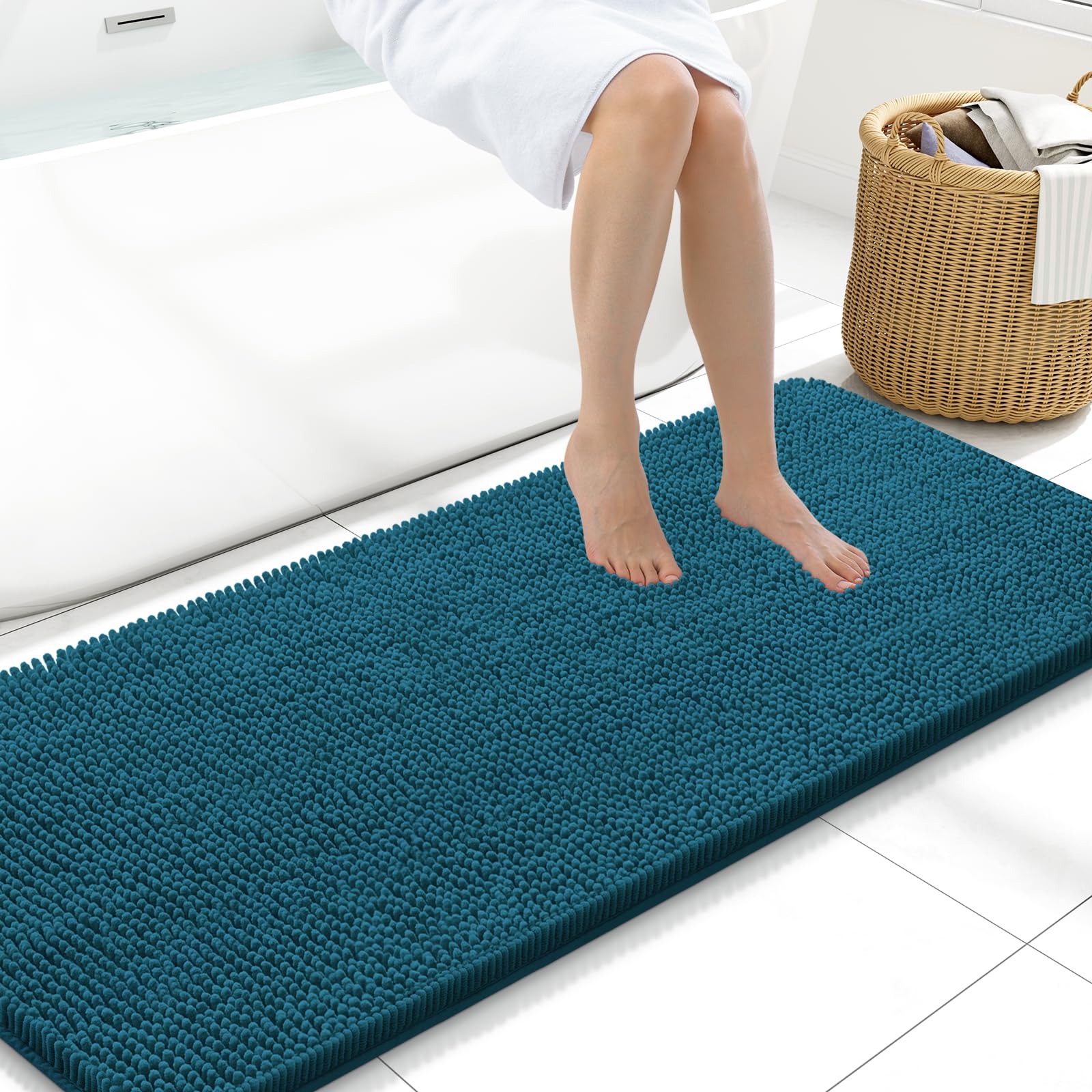 Arotive Bathroom Rugs 30x20, Extra Soft Absorbent Shaggy Chenille Bath Rugs, Machine Washable Rubber Backing Non-Slip Bath Mats for Bathroom Floor Tub and Shower, Home Decor Accessories, Grey