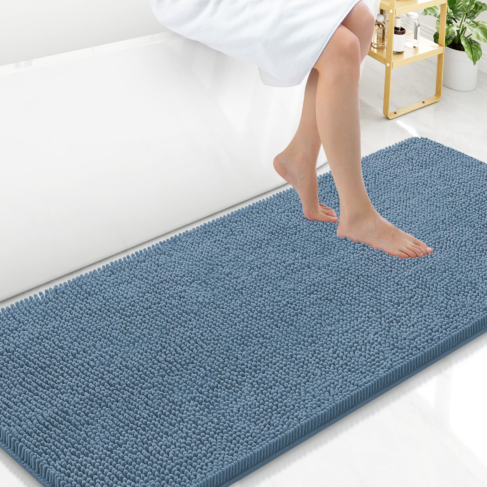 Arotive Bathroom Rugs 30x20, Extra Soft Absorbent Shaggy Chenille Bath Rugs, Machine Washable Rubber Backing Non-Slip Bath Mats for Bathroom Floor Tub and Shower, Home Decor Accessories, Grey