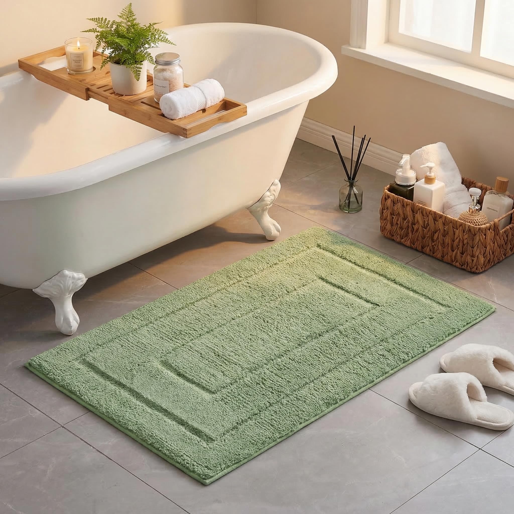 GRANNY SAYS Gray Bathroom Rugs, Bath Mats for Bathroom Non-Slip, Super Soft and Water Absorbent, Microfiber Bath Rugs, Machine Wash Dry, Bath Rugs for Floor, Tub and Shower, 16" x 24"
