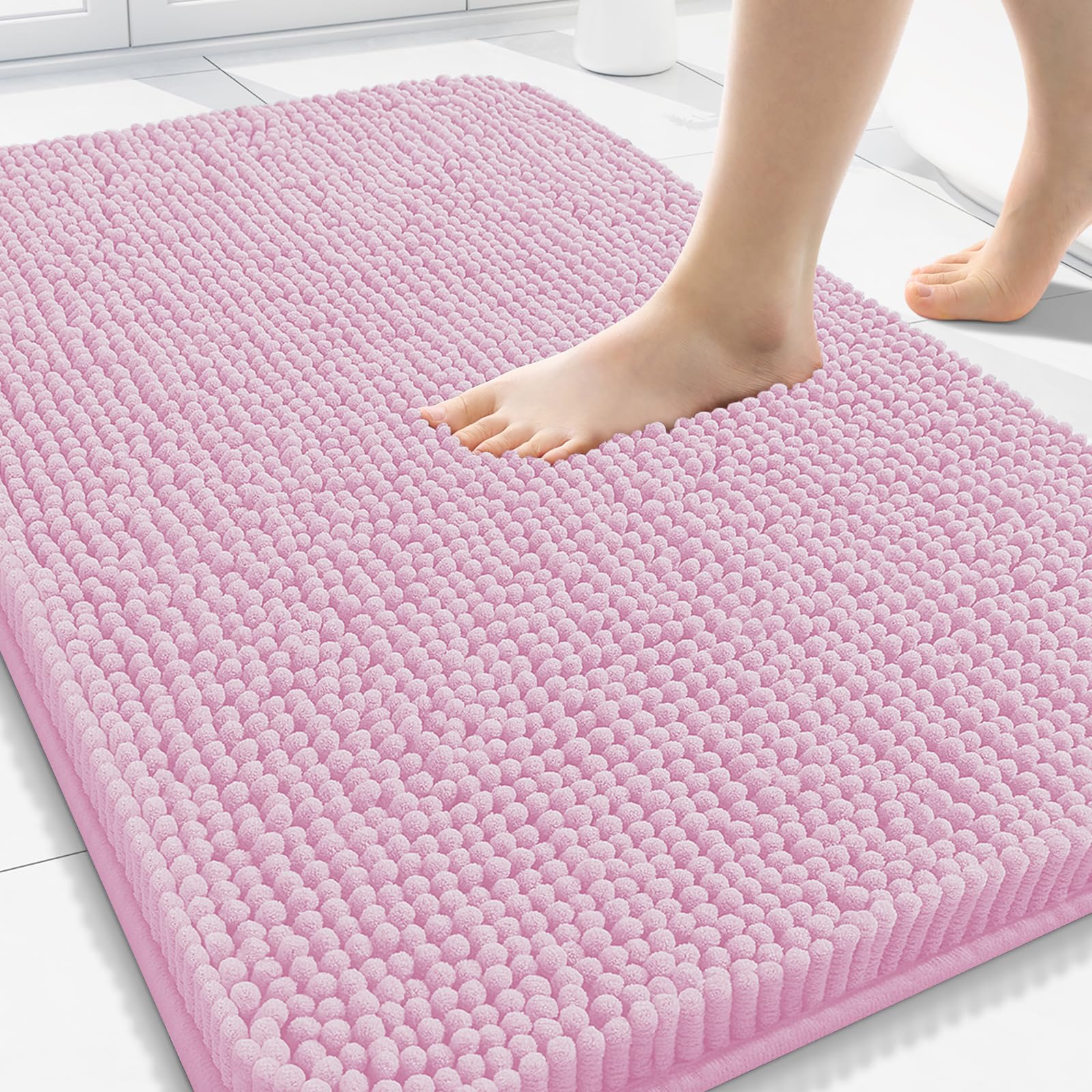 Arotive Bathroom Rugs 30x20, Extra Soft Absorbent Shaggy Chenille Bath Rugs, Machine Washable Rubber Backing Non-Slip Bath Mats for Bathroom Floor Tub and Shower, Home Decor Accessories, Grey