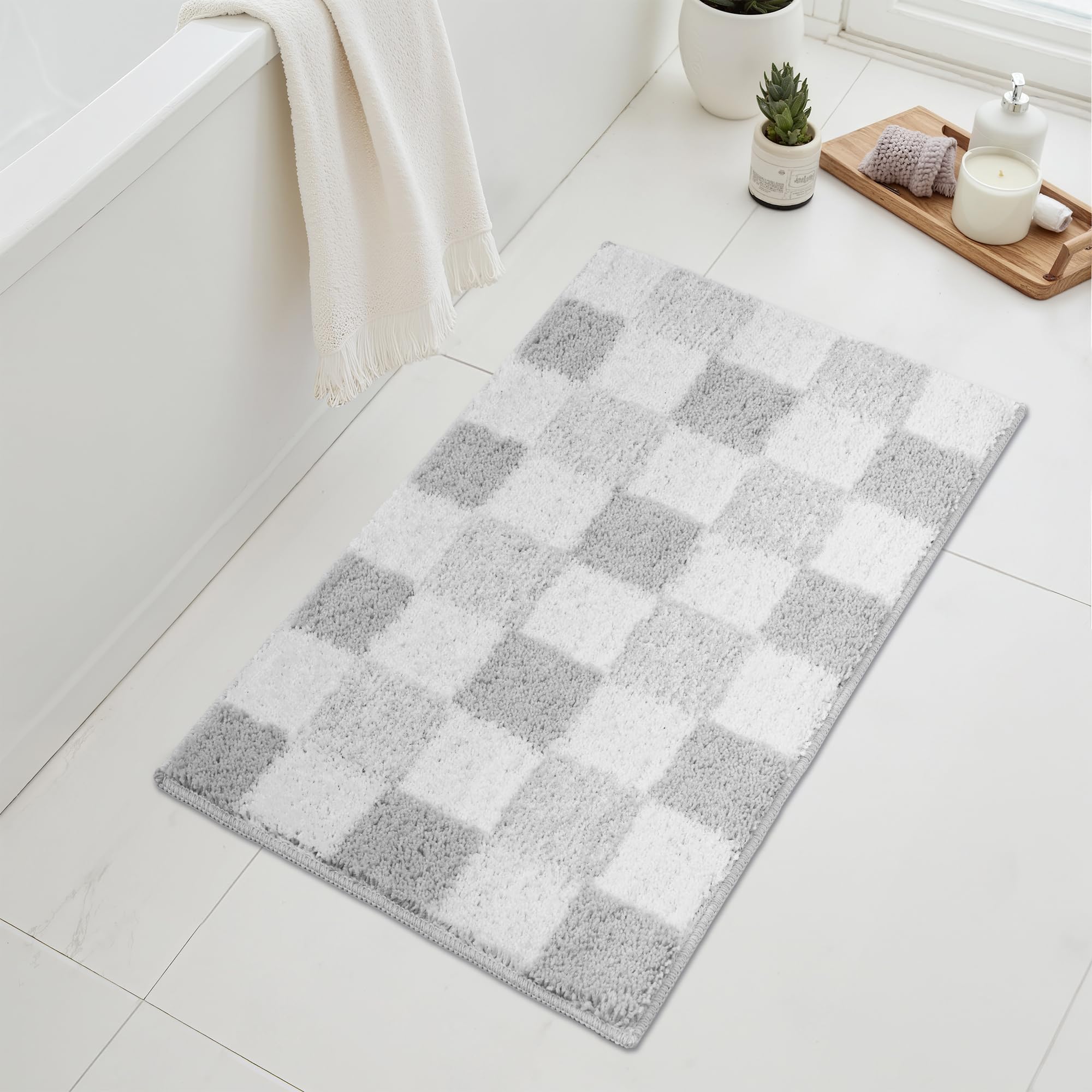 GRANNY SAYS Gray Bathroom Rugs, Bath Mats for Bathroom Non-Slip, Super Soft and Water Absorbent, Microfiber Bath Rugs, Machine Wash Dry, Bath Rugs for Floor, Tub and Shower, 16" x 24"