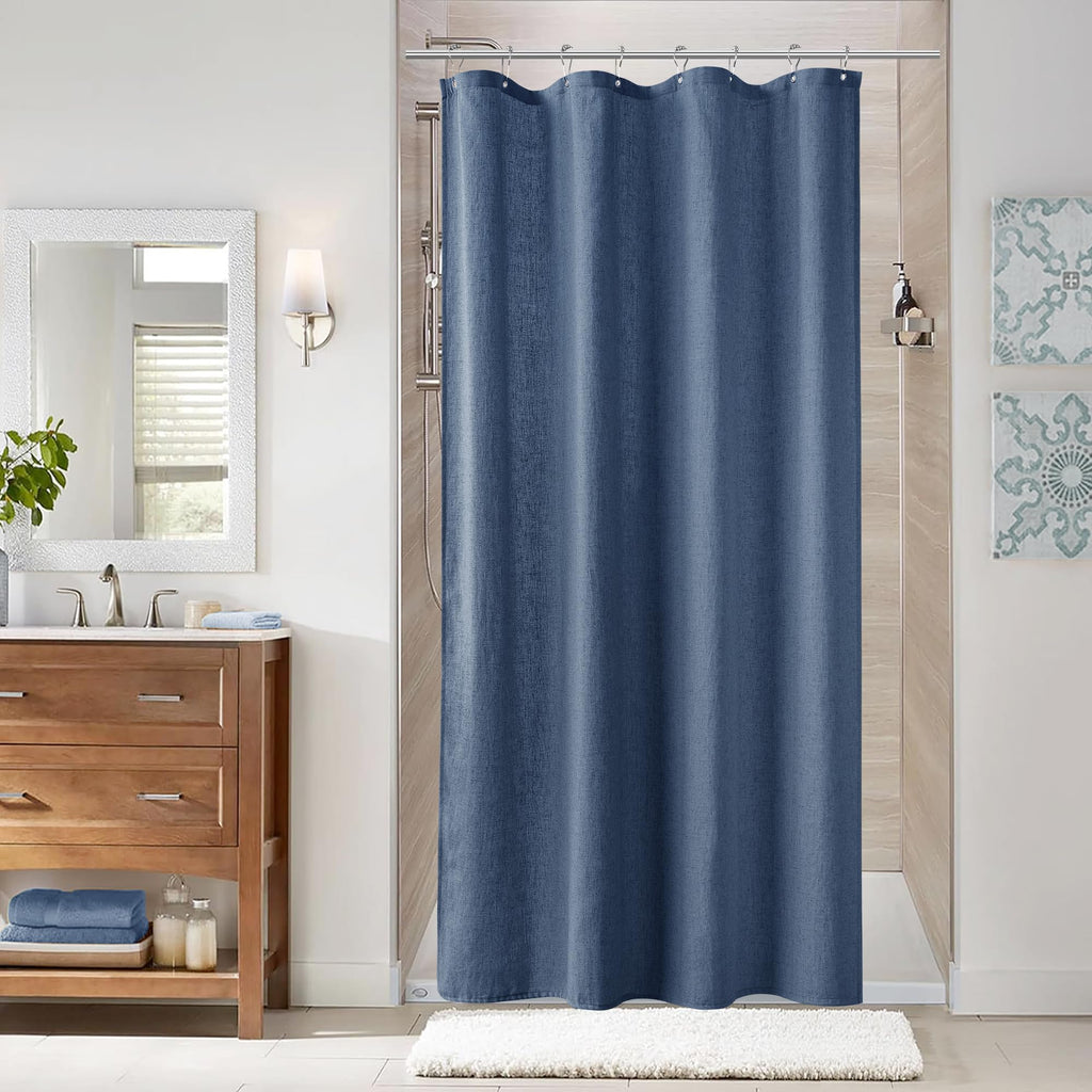 Naturoom Natural Linen Shower Curtain, Country Boho Farmhouse Bath Decor Beige Shower Curtains for Bathroom Neutral Cloth Weighted Textured Fabric Bath Curtain Liner with Hooks, Cream, 72 Inch