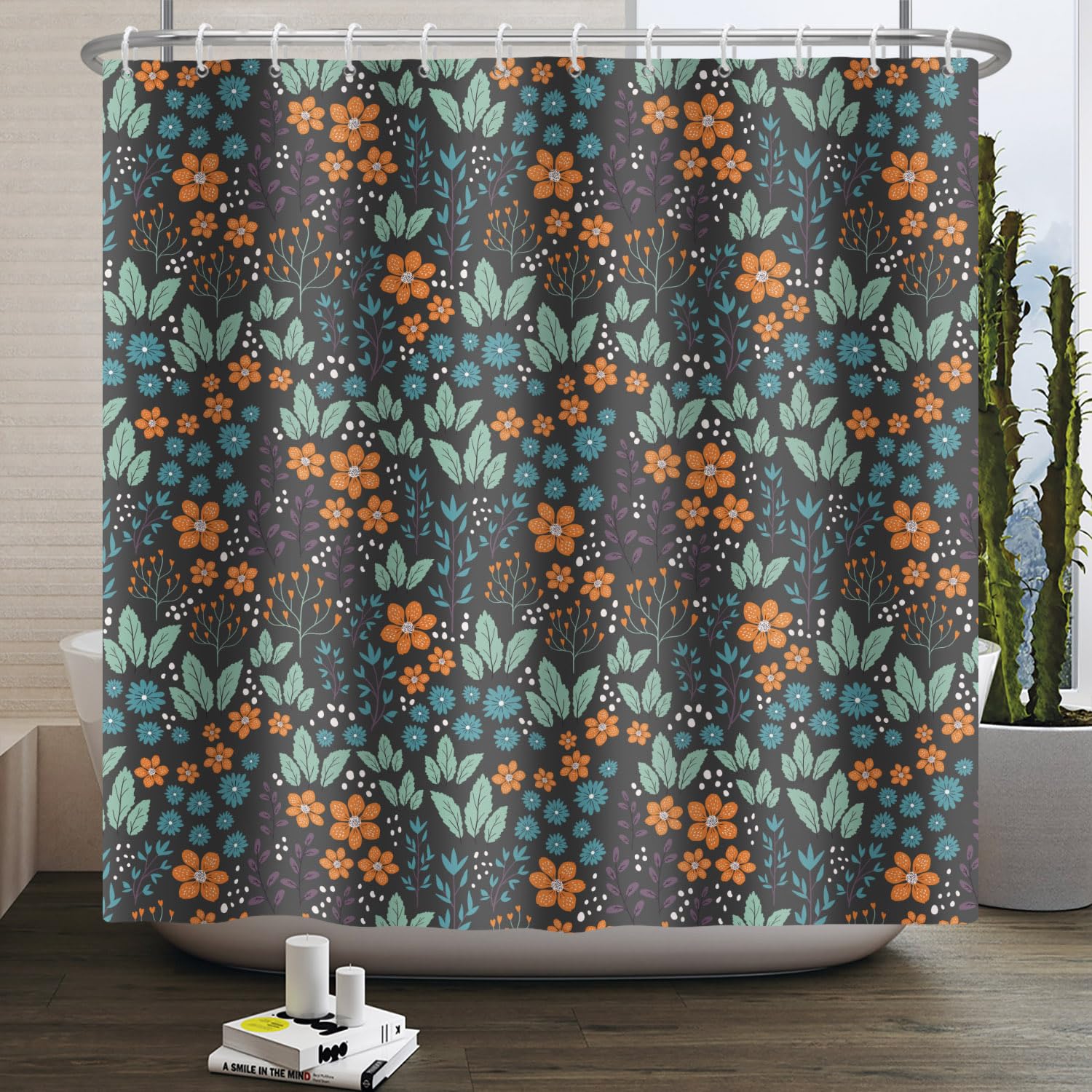 Birch Tree Shower Curtain 71x74 Inch – Woodland Forest Watercolor Landscape Print Waterproof Bathroom Curtain with Rust-Proof Hooks for Farmhouse Rustic Scandinavian Bath Decor