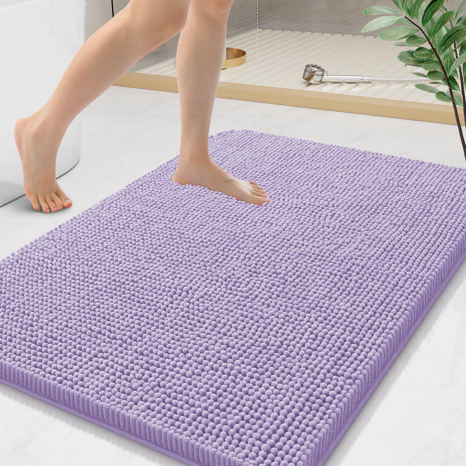 Arotive Bathroom Rugs 30x20, Extra Soft Absorbent Shaggy Chenille Bath Rugs, Machine Washable Rubber Backing Non-Slip Bath Mats for Bathroom Floor Tub and Shower, Home Decor Accessories, Grey