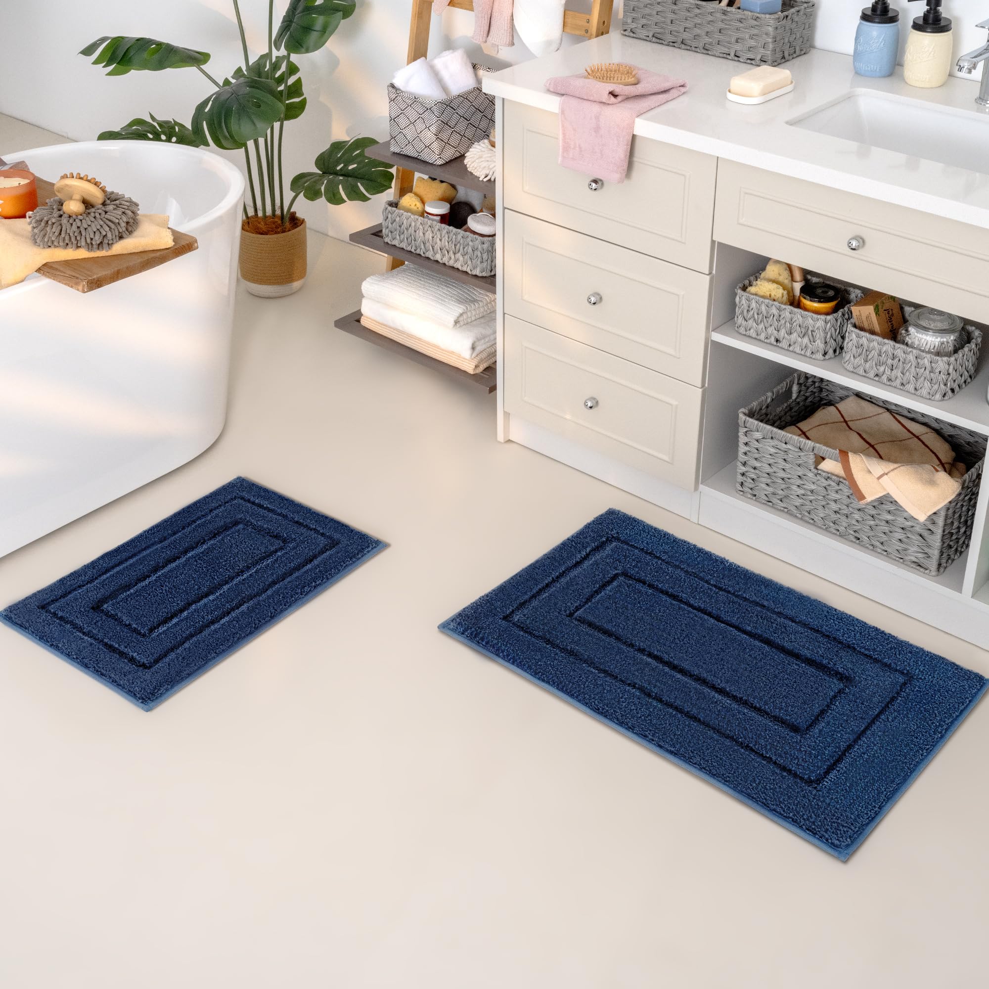 GRANNY SAYS Gray Bathroom Rugs, Bath Mats for Bathroom Non-Slip, Super Soft and Water Absorbent, Microfiber Bath Rugs, Machine Wash Dry, Bath Rugs for Floor, Tub and Shower, 16" x 24"