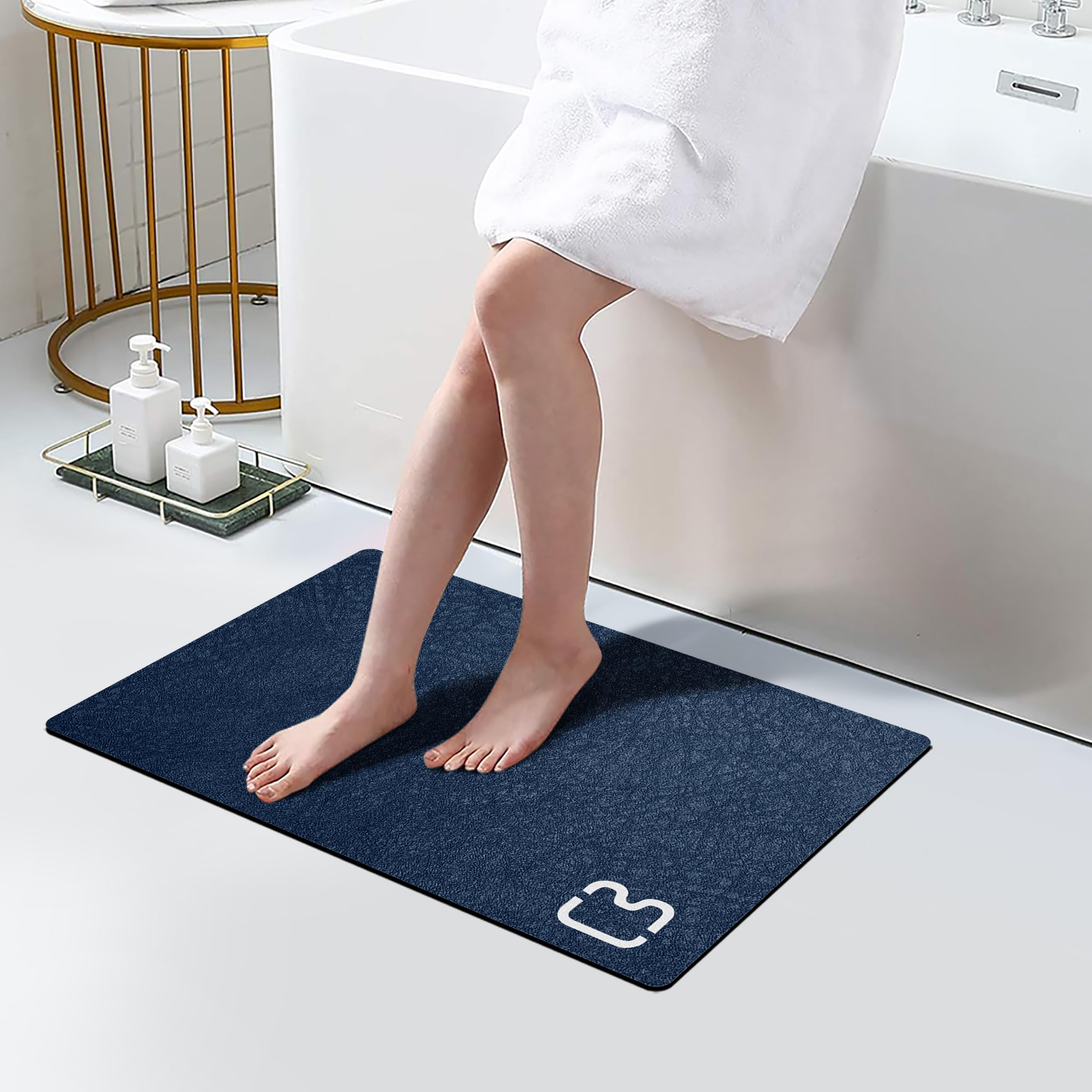 Bathroom Runner Mat Rugs Long Diatomite Stone Bath Mat Large Super Absorbent Diatomaceous Earth Bath Mat Non Slip Rubber Backed Fast Dry Shower Mat Thin Bathroom Rugs Floor Mat,15.7"x47.2",Grey