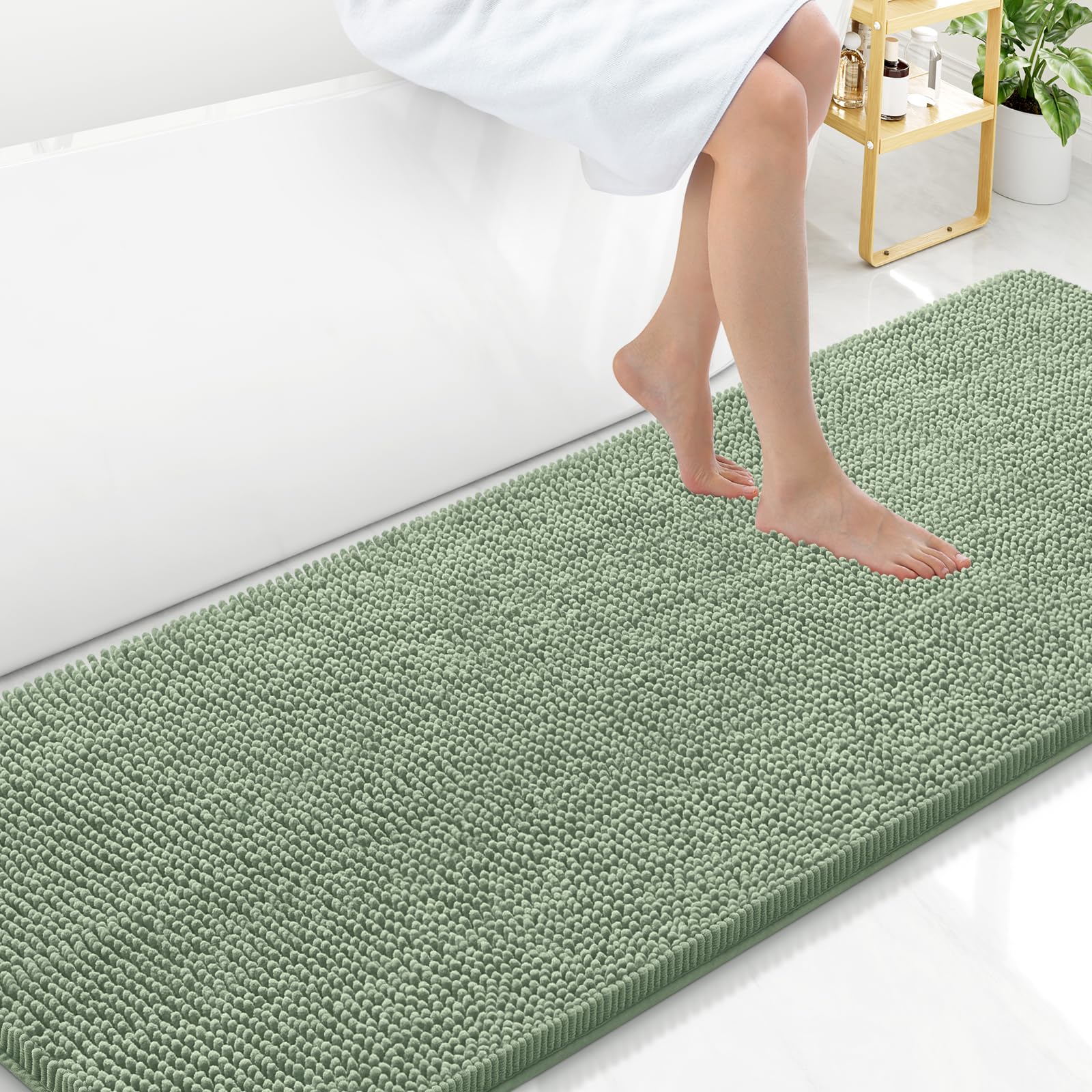 Arotive Bathroom Rugs 30x20, Extra Soft Absorbent Shaggy Chenille Bath Rugs, Machine Washable Rubber Backing Non-Slip Bath Mats for Bathroom Floor Tub and Shower, Home Decor Accessories, Grey