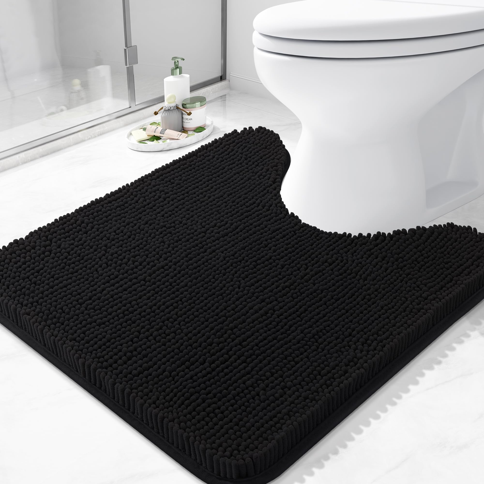 Arotive Bathroom Rugs 30x20, Extra Soft Absorbent Shaggy Chenille Bath Rugs, Machine Washable Rubber Backing Non-Slip Bath Mats for Bathroom Floor Tub and Shower, Home Decor Accessories, Grey