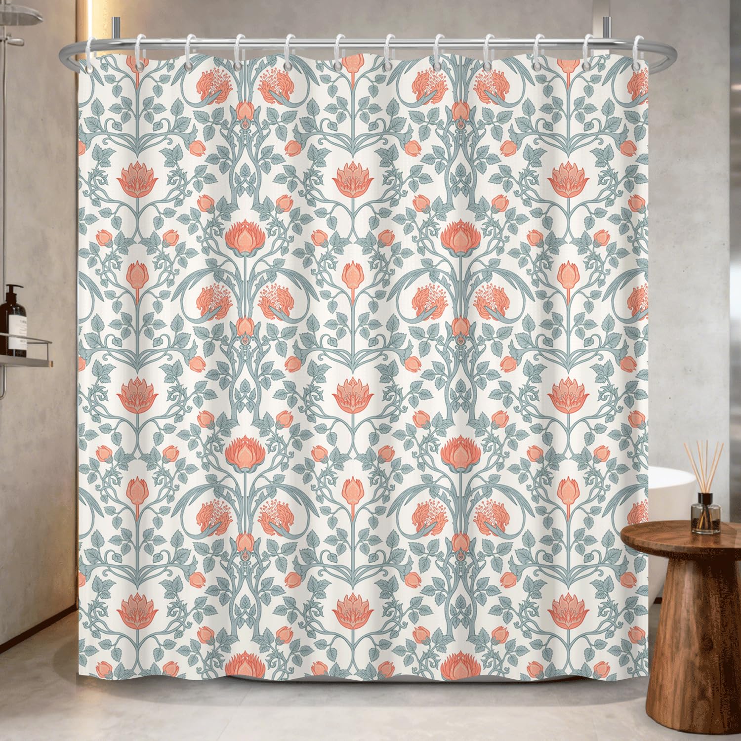 Birch Tree Shower Curtain 71x74 Inch – Woodland Forest Watercolor Landscape Print Waterproof Bathroom Curtain with Rust-Proof Hooks for Farmhouse Rustic Scandinavian Bath Decor
