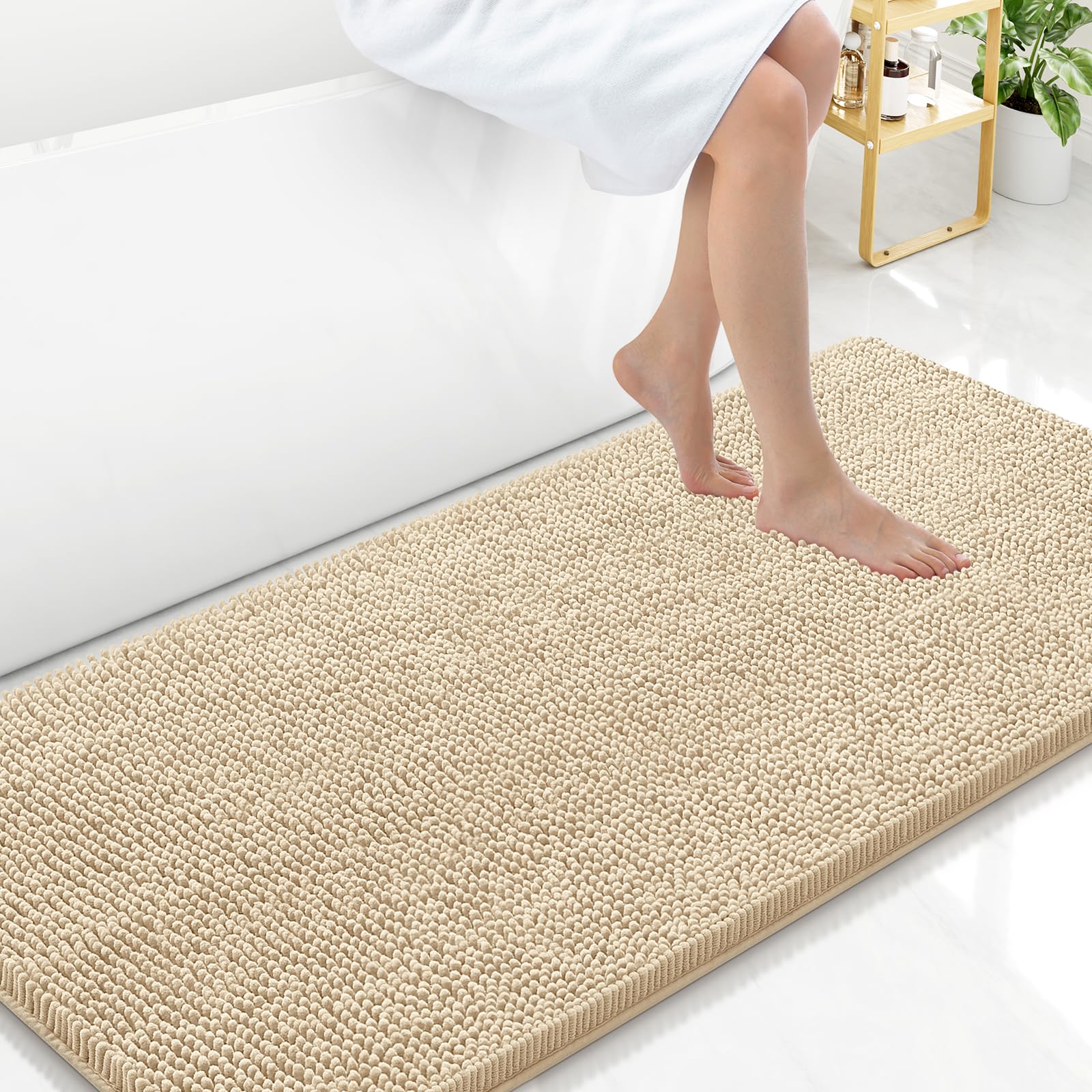 Arotive Bathroom Rugs 30x20, Extra Soft Absorbent Shaggy Chenille Bath Rugs, Machine Washable Rubber Backing Non-Slip Bath Mats for Bathroom Floor Tub and Shower, Home Decor Accessories, Grey