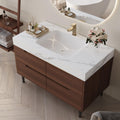 Glintee 36" Modern Bathroom Vanity with Ceramic Sink – Sintered Stone Top, 4 Soft-Close Drawers, Sturdy Solid Wood Cabinet, Wall-Mounted or Freestanding, Easy Assembly, Black & White