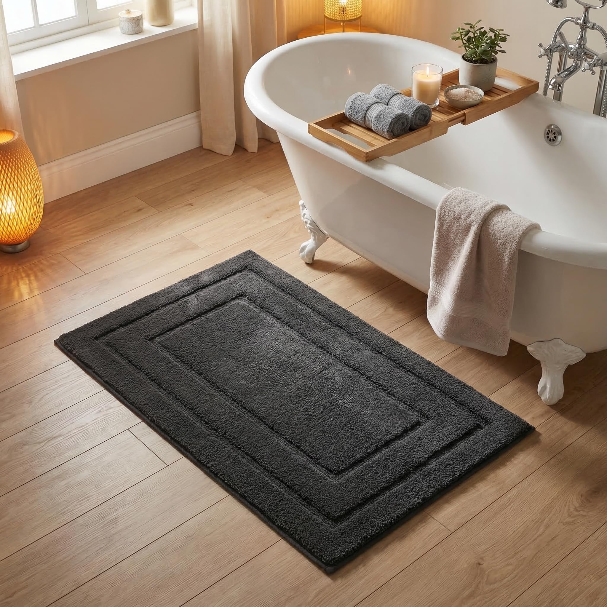 GRANNY SAYS Gray Bathroom Rugs, Bath Mats for Bathroom Non-Slip, Super Soft and Water Absorbent, Microfiber Bath Rugs, Machine Wash Dry, Bath Rugs for Floor, Tub and Shower, 16" x 24"