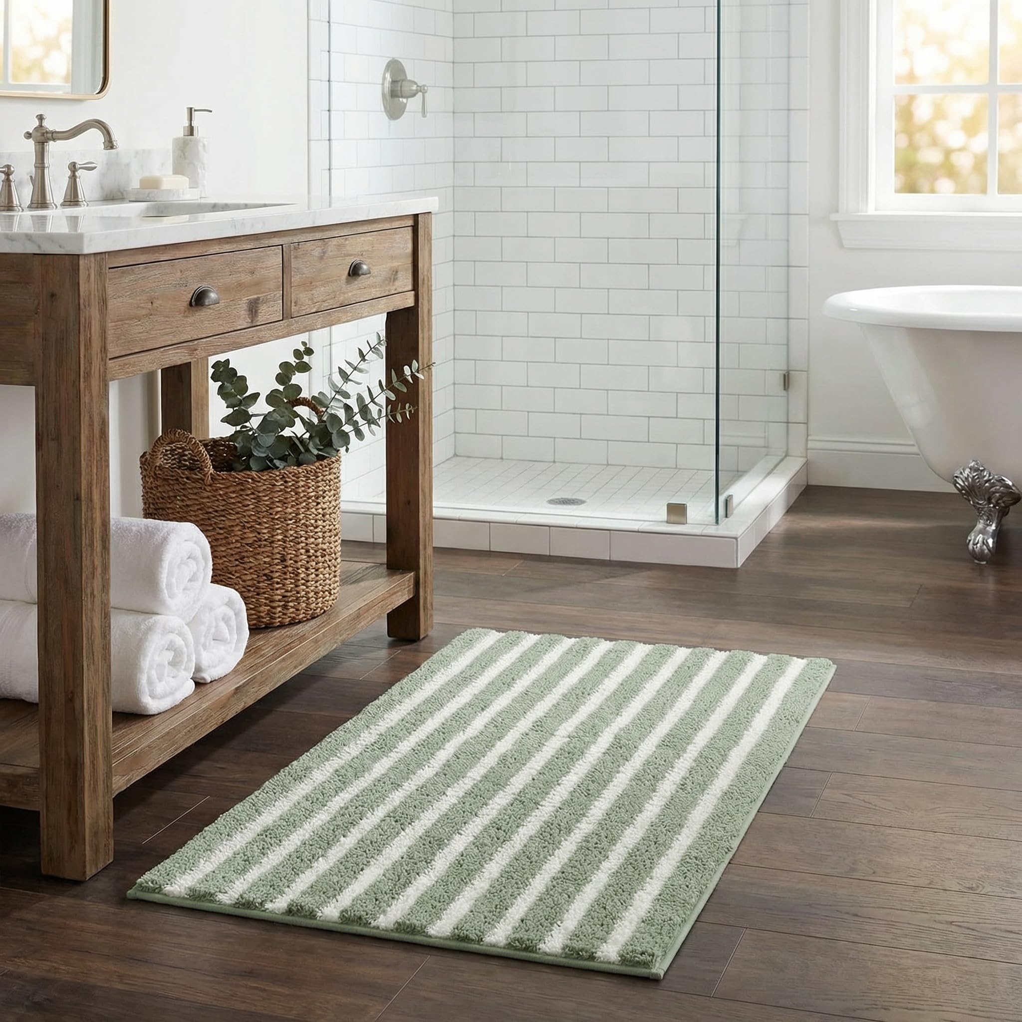 GRANNY SAYS Gray Bathroom Rugs, Bath Mats for Bathroom Non-Slip, Super Soft and Water Absorbent, Microfiber Bath Rugs, Machine Wash Dry, Bath Rugs for Floor, Tub and Shower, 16" x 24"