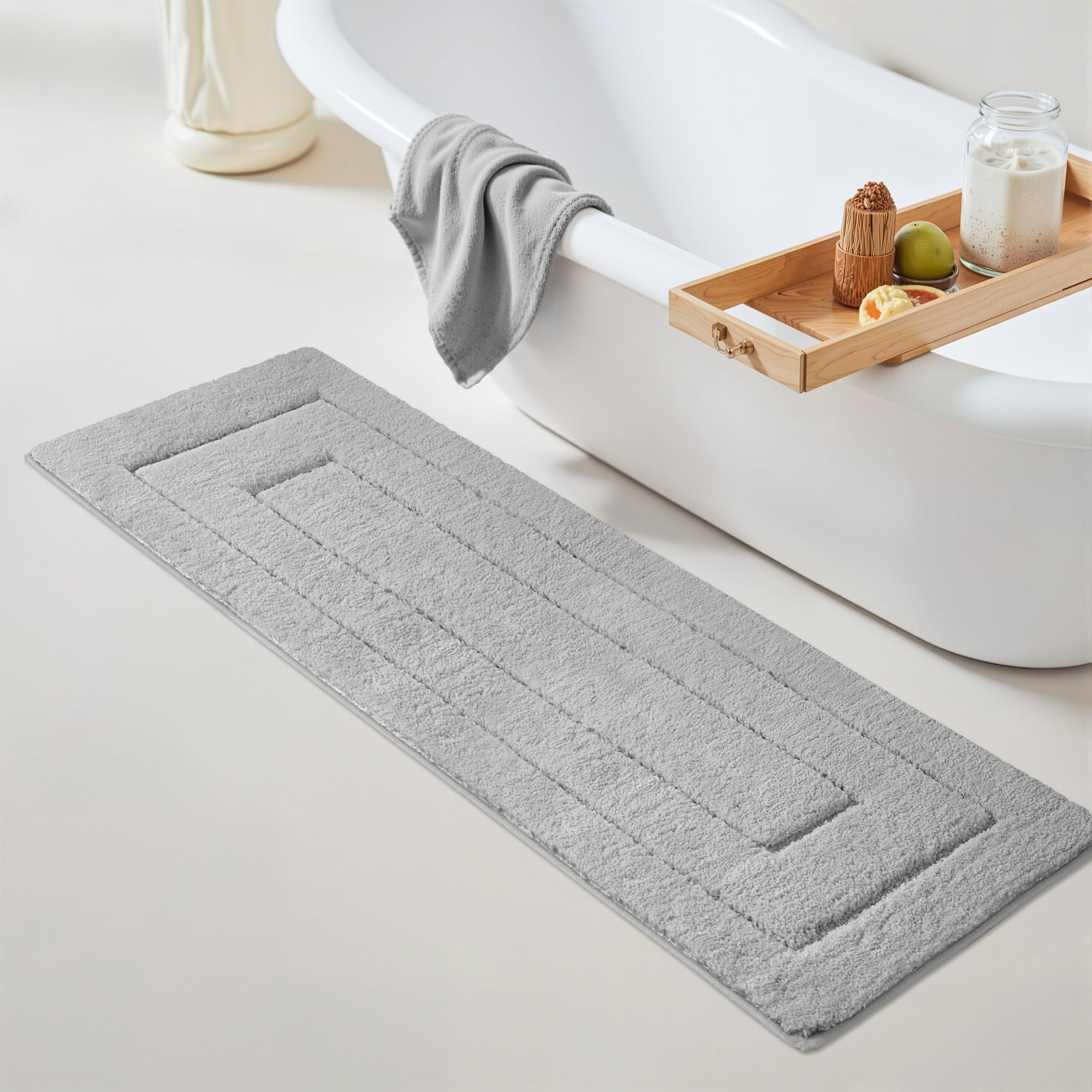 GRANNY SAYS Gray Bathroom Rugs, Bath Mats for Bathroom Non-Slip, Super Soft and Water Absorbent, Microfiber Bath Rugs, Machine Wash Dry, Bath Rugs for Floor, Tub and Shower, 16" x 24"