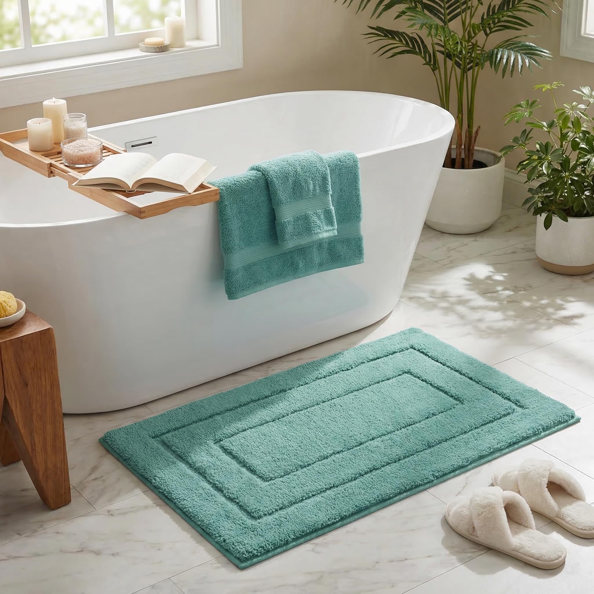 GRANNY SAYS Gray Bathroom Rugs, Bath Mats for Bathroom Non-Slip, Super Soft and Water Absorbent, Microfiber Bath Rugs, Machine Wash Dry, Bath Rugs for Floor, Tub and Shower, 16" x 24"