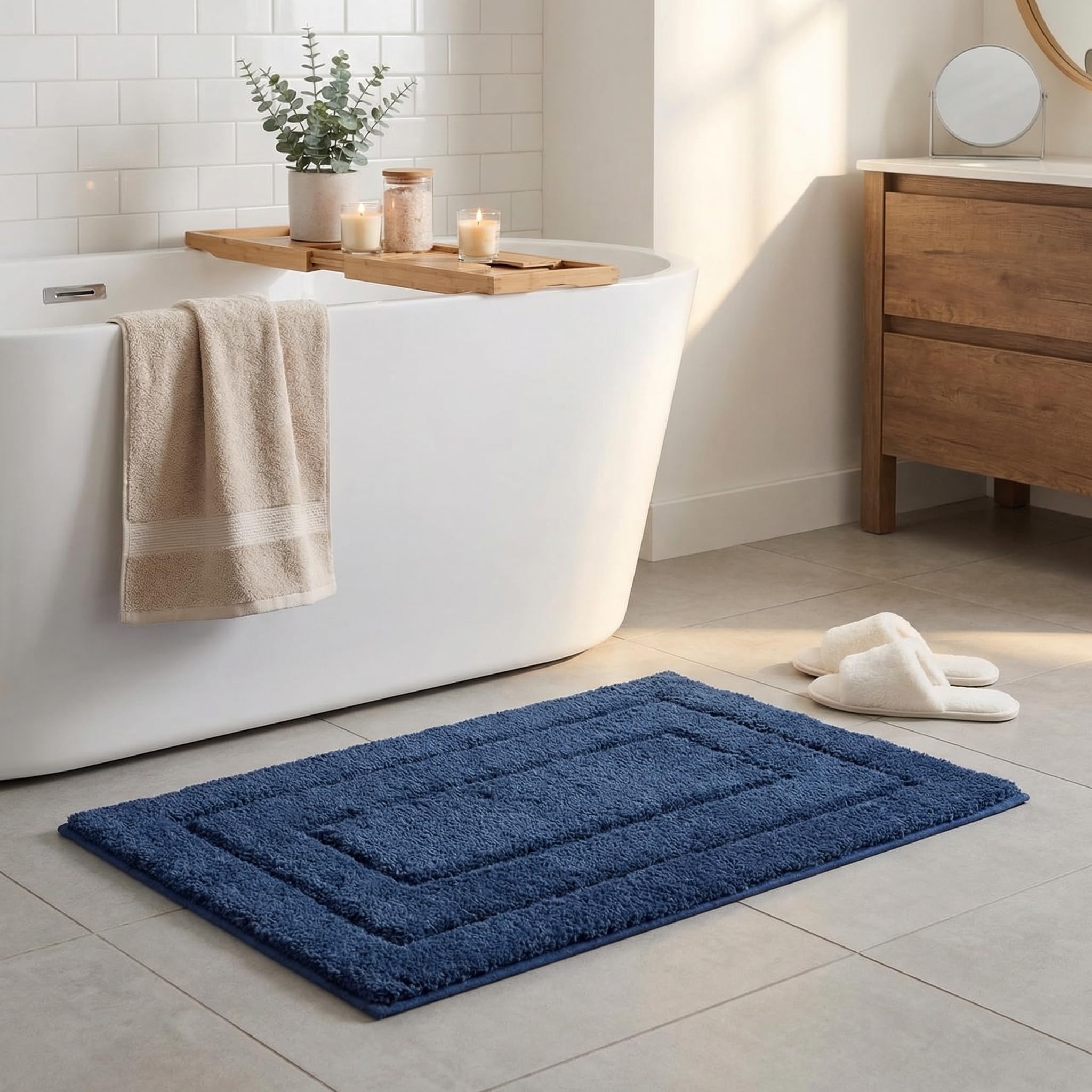 GRANNY SAYS Gray Bathroom Rugs, Bath Mats for Bathroom Non-Slip, Super Soft and Water Absorbent, Microfiber Bath Rugs, Machine Wash Dry, Bath Rugs for Floor, Tub and Shower, 16" x 24"