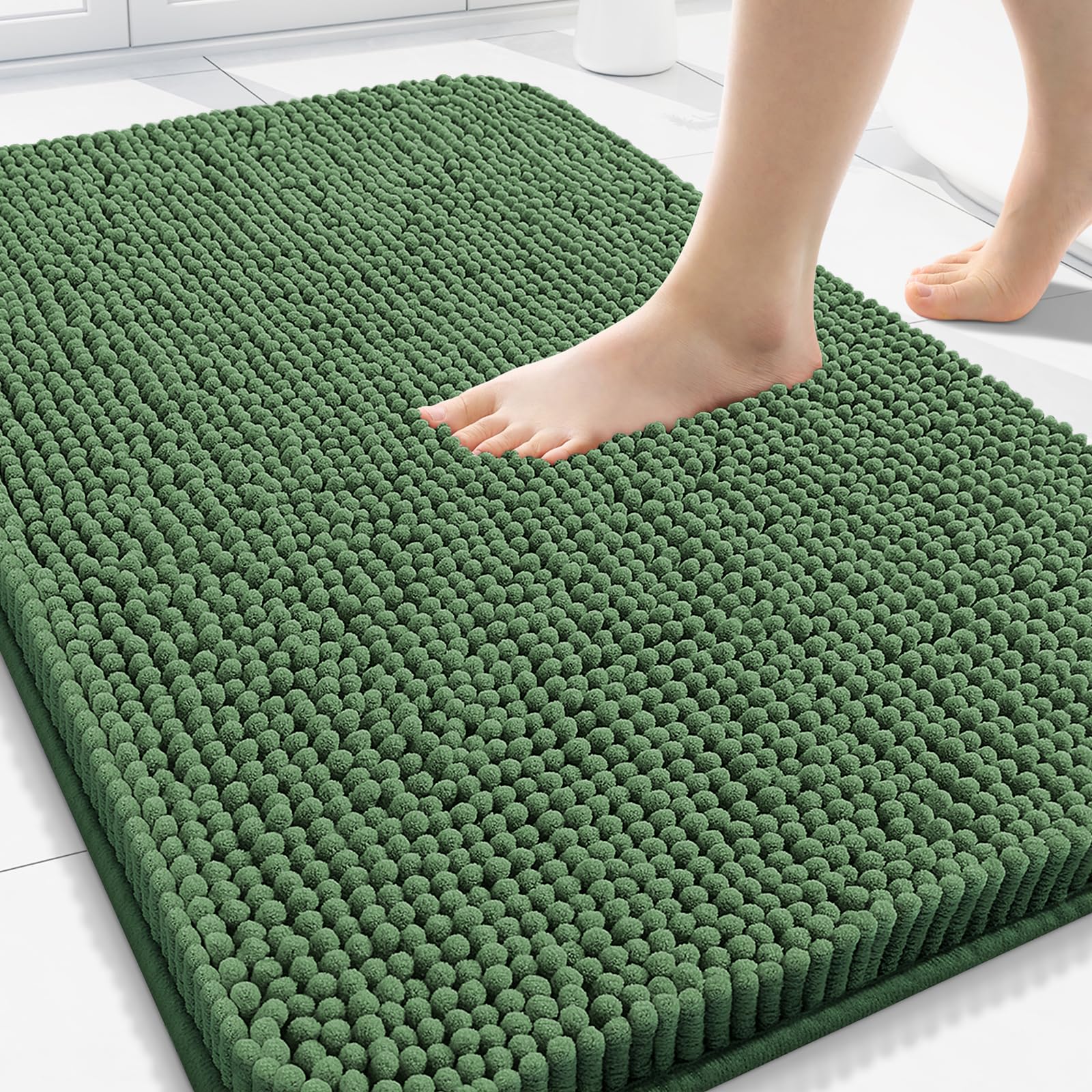 Arotive Bathroom Rugs 30x20, Extra Soft Absorbent Shaggy Chenille Bath Rugs, Machine Washable Rubber Backing Non-Slip Bath Mats for Bathroom Floor Tub and Shower, Home Decor Accessories, Grey