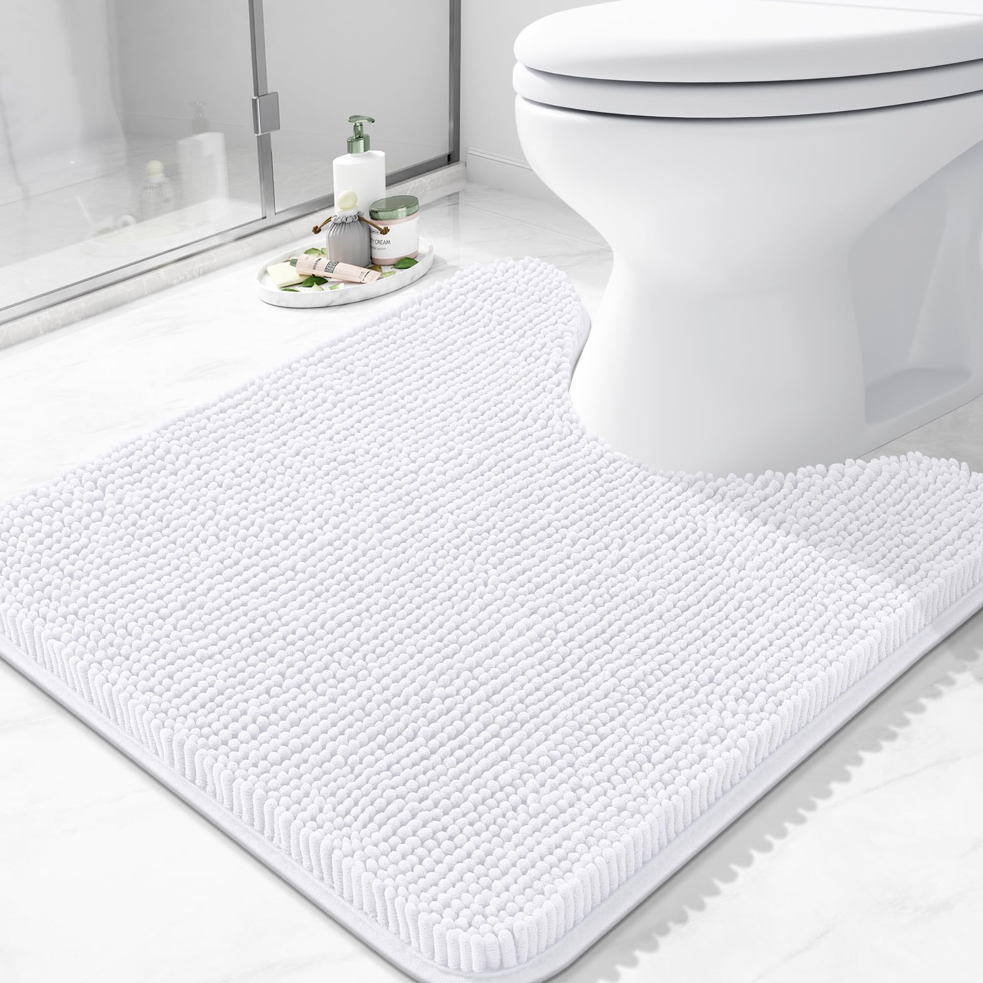 Arotive Bathroom Rugs 30x20, Extra Soft Absorbent Shaggy Chenille Bath Rugs, Machine Washable Rubber Backing Non-Slip Bath Mats for Bathroom Floor Tub and Shower, Home Decor Accessories, Grey