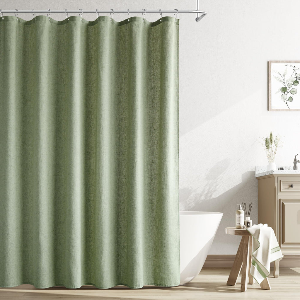 Naturoom Natural Linen Shower Curtain, Country Boho Farmhouse Bath Decor Beige Shower Curtains for Bathroom Neutral Cloth Weighted Textured Fabric Bath Curtain Liner with Hooks, Cream, 72 Inch
