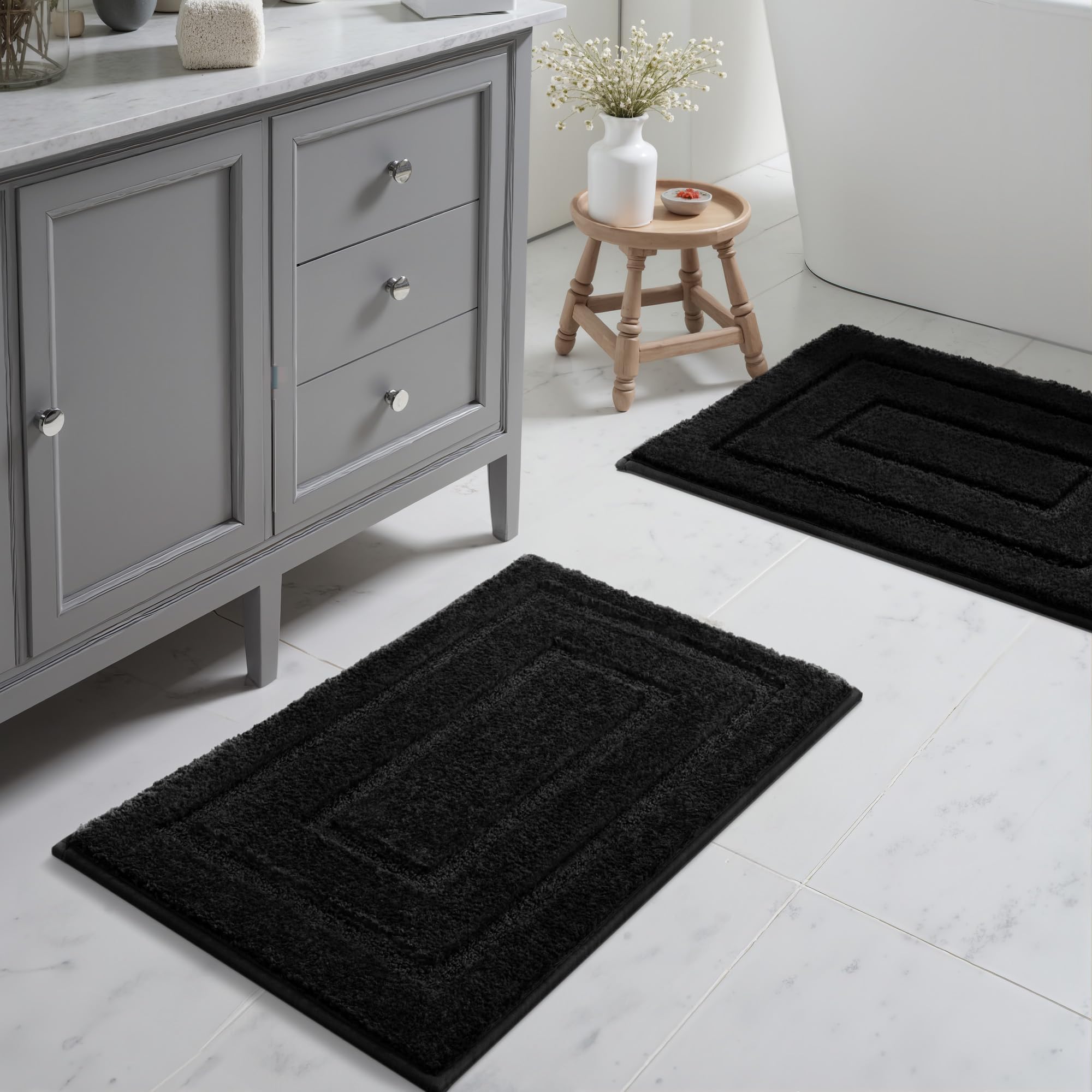 GRANNY SAYS Gray Bathroom Rugs, Bath Mats for Bathroom Non-Slip, Super Soft and Water Absorbent, Microfiber Bath Rugs, Machine Wash Dry, Bath Rugs for Floor, Tub and Shower, 16" x 24"