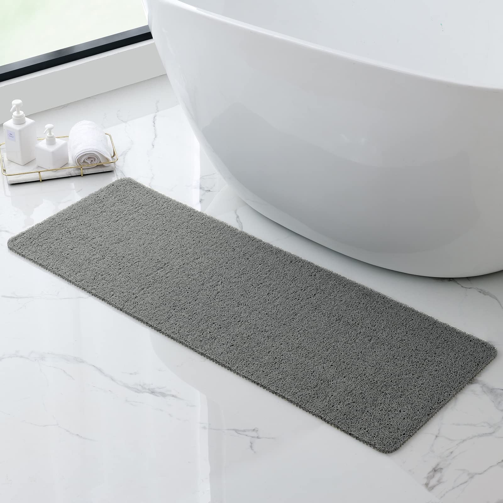 Non-Slip Bathtub Mat, 16x24 Inch, Shower Mats for Bath Tub, PVC Loofah Bathroom Mats for Wet Areas, Quick Drying Foot Scrubber Mat