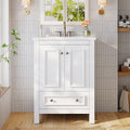 Tribesigns 30" Modern Bathroom Vanity with Sink, Freestanding Bathroom Vanities Cabinet with Ceramic Basin Combo, Bathroom Sink Cabinet with 2 Doors and 1 Drawer, Solid Wooden Frame, Olive Green